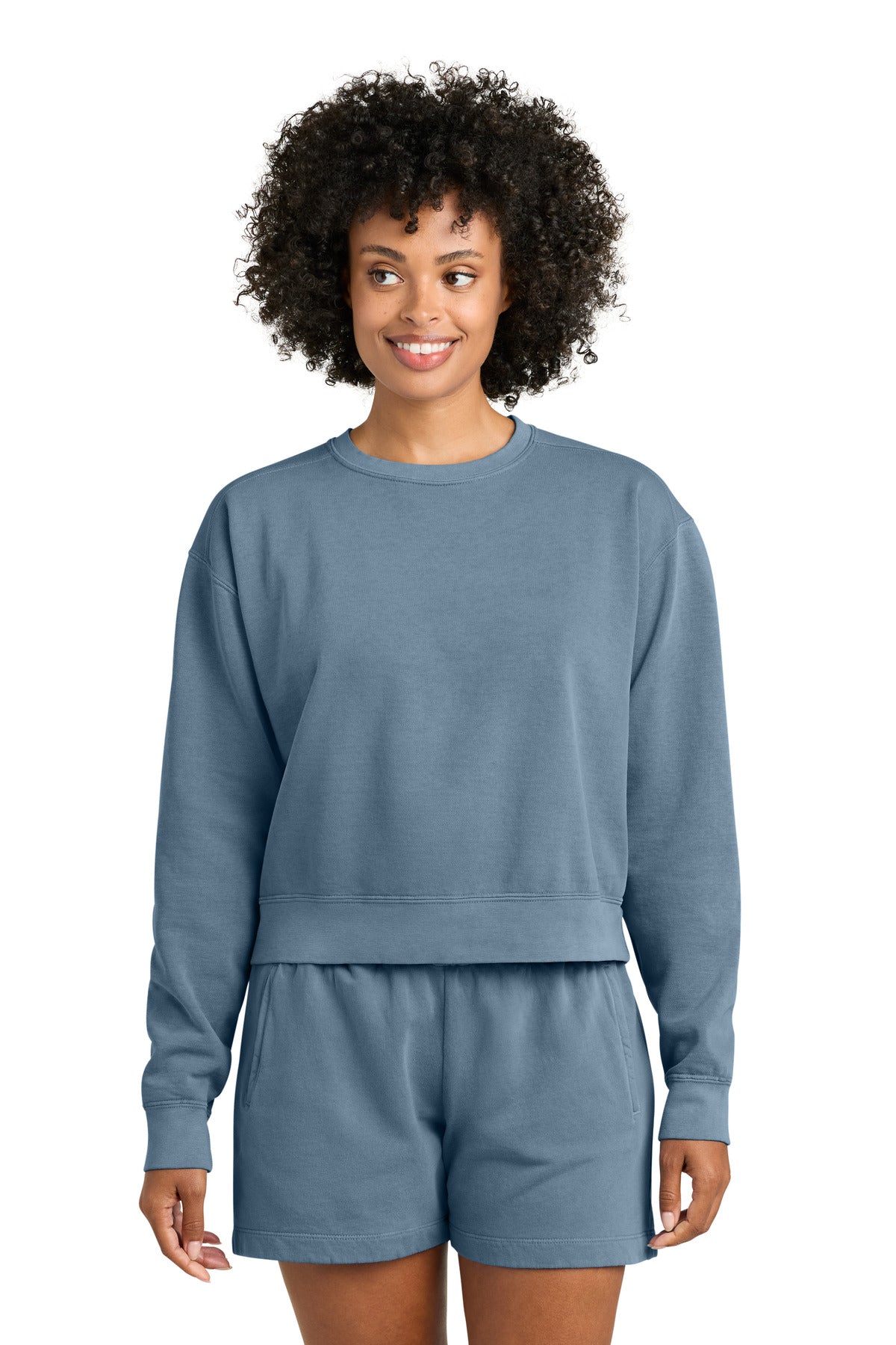 Comfort Colors® Women's Mid-Length Crewneck Sweatshirt 1566L - Blue Jean - 2XL