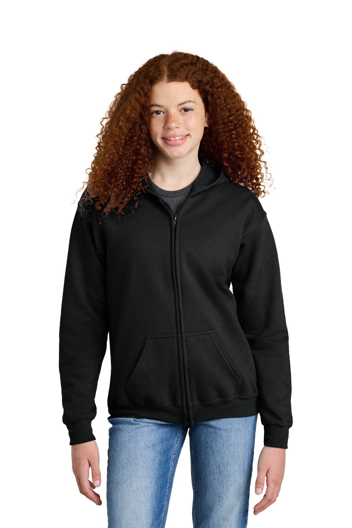 Gildan® Youth Heavy Blend Full-Zip Hooded Sweatshirt. 18600B - Black - XS