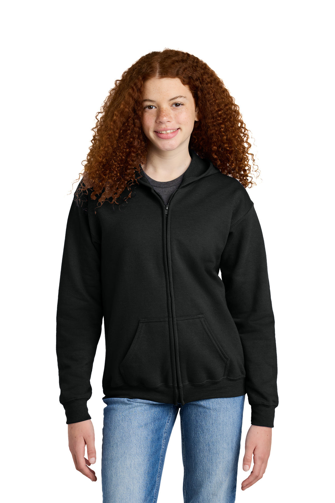 Gildan® Youth Heavy Blend Full-Zip Hooded Sweatshirt. 18600B - Black - XS