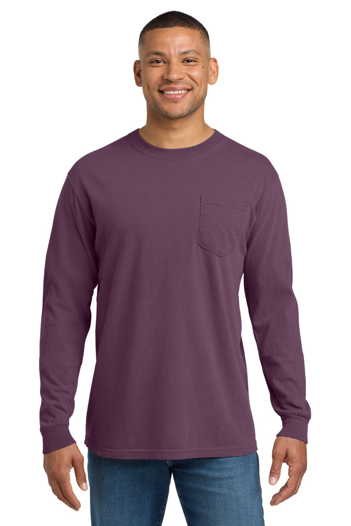 COMFORT COLORS ® Heavyweight Ring Spun Long Sleeve Pocket Tee. 4410 - Berry - 2XL