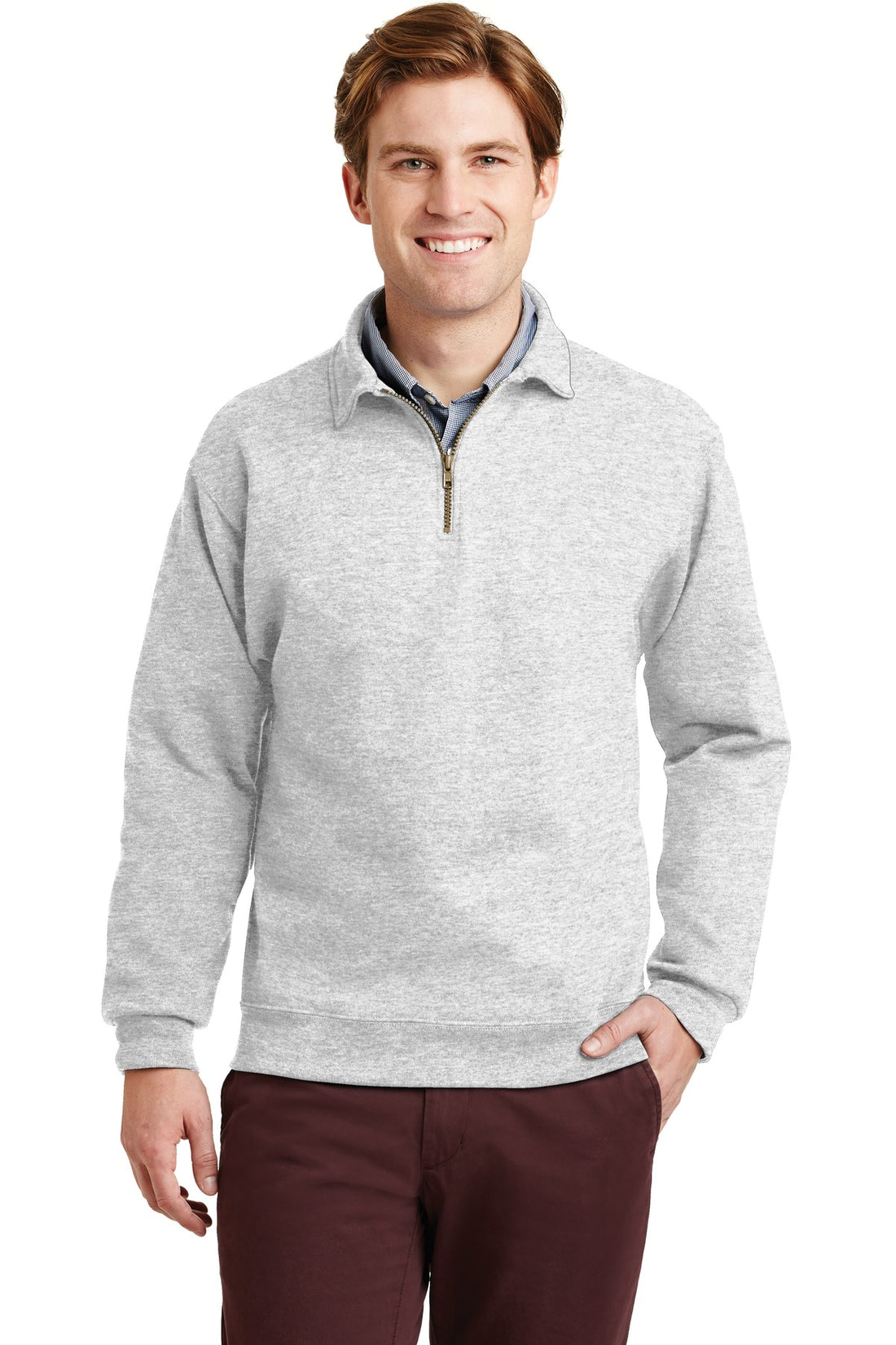 Jerzees® Super Sweats® NuBlend® - 1/4-Zip Sweatshirt with Cadet Collar.  4528M - Ash - 2XL
