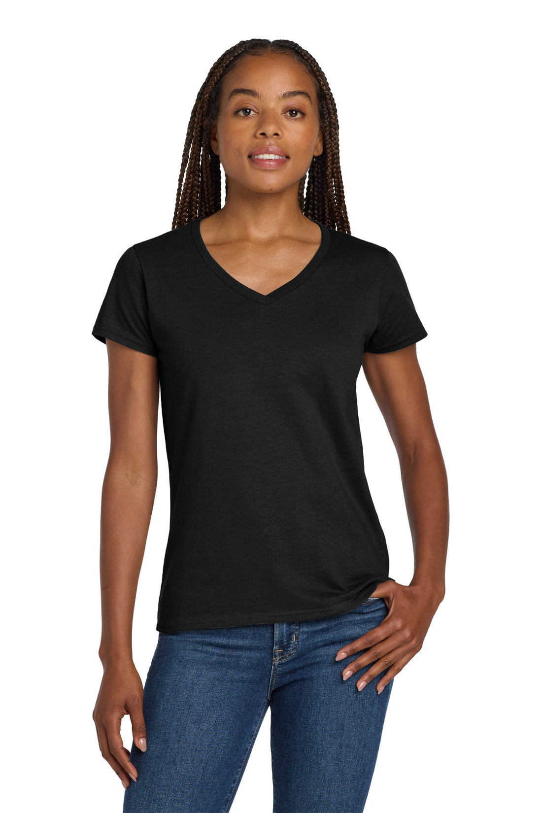 Gildan® Women's Heavy Cotton 100% Cotton V-Neck T-Shirt. 5V00L