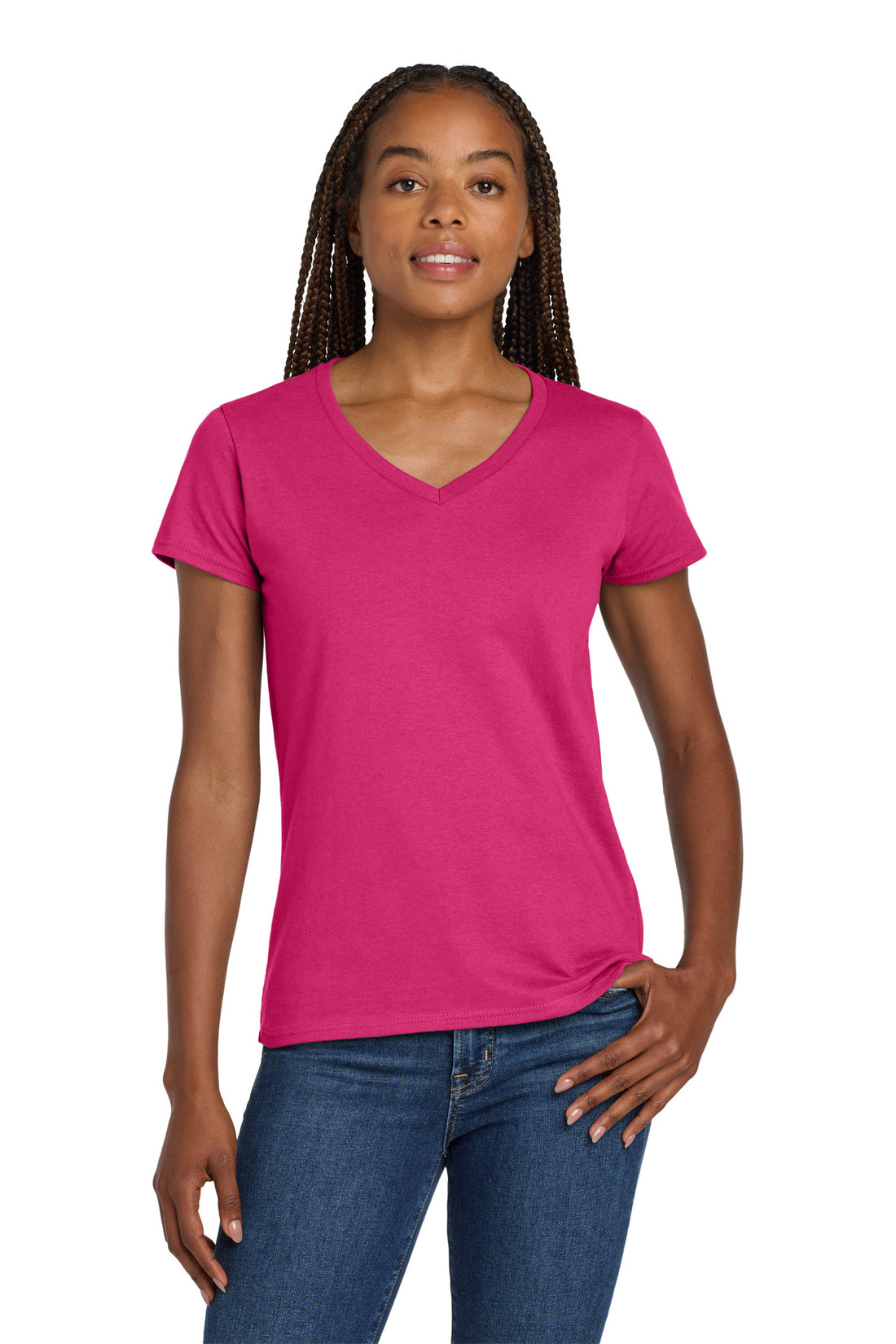 Gildan® Women's Heavy Cotton 100% Cotton V-Neck T-Shirt. 5V00L