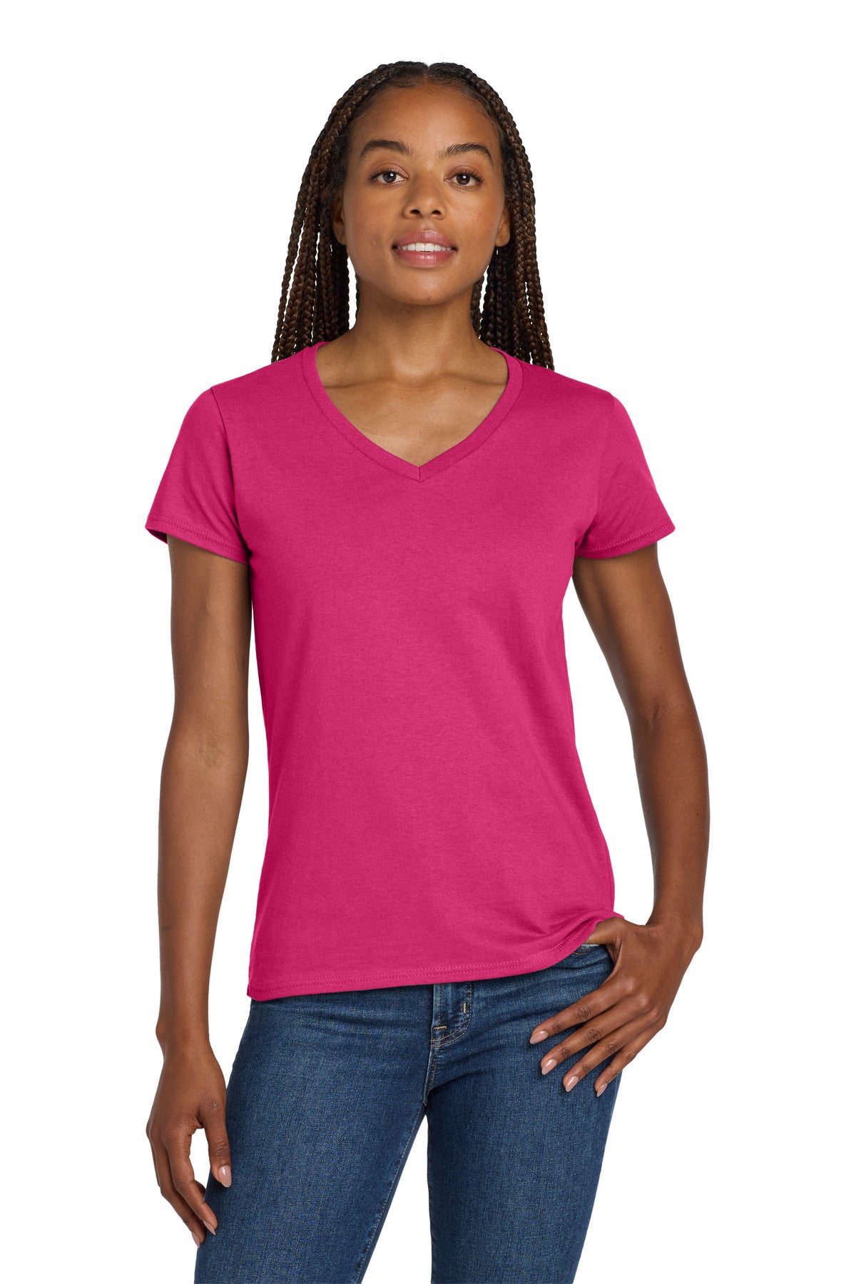 Gildan® Women's Heavy Cotton 100% Cotton V-Neck T-Shirt. 5V00L