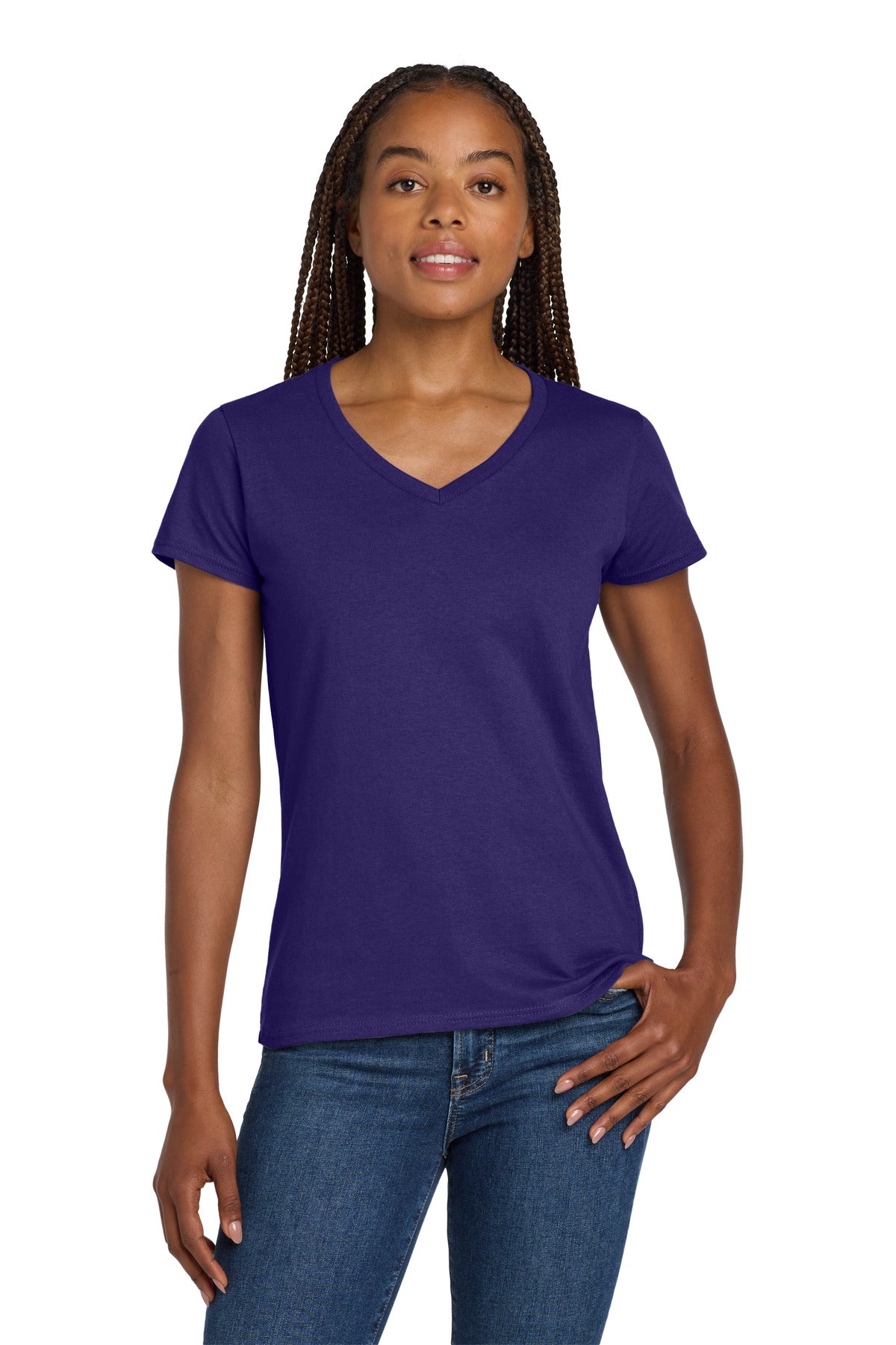 Gildan® Women's Heavy Cotton 100% Cotton V-Neck T-Shirt. 5V00L
