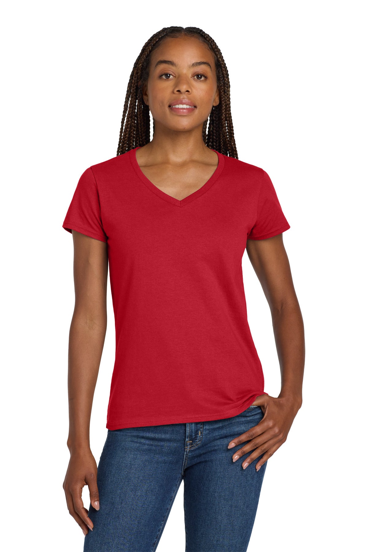 Gildan® Women's Heavy Cotton 100% Cotton V-Neck T-Shirt. 5V00L