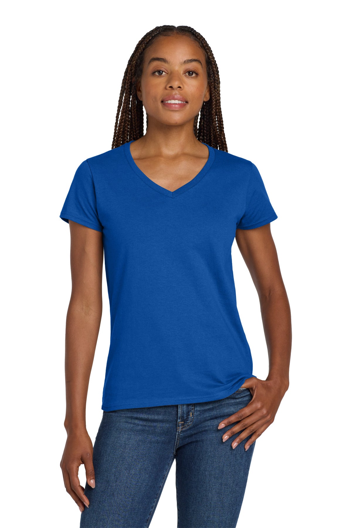 Gildan® Women's Heavy Cotton 100% Cotton V-Neck T-Shirt. 5V00L