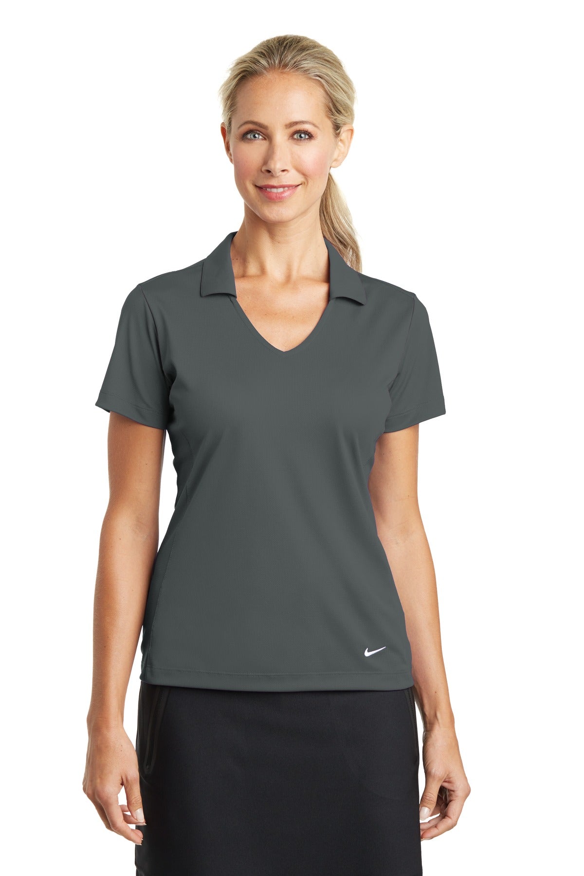Nike Women's Dri-FIT Vertical Mesh Polo. 637165 - Anthracite - 2XL
