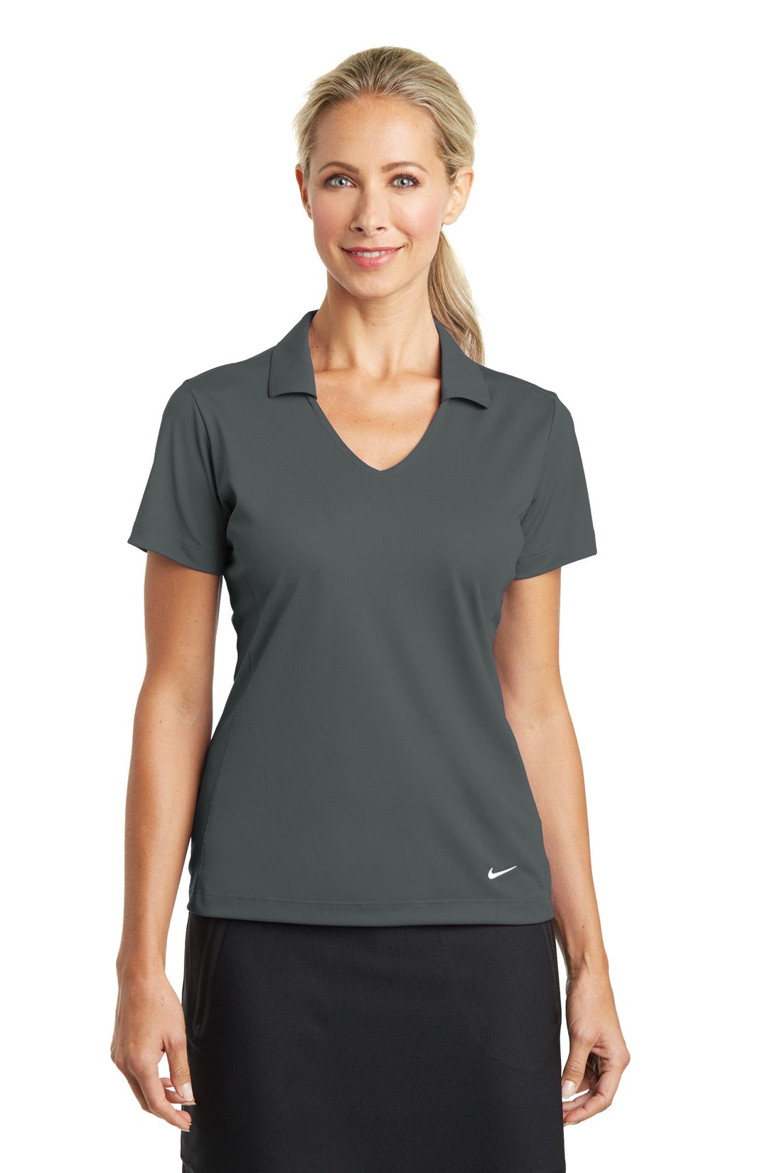 Nike Women's Dri-FIT Vertical Mesh Polo. 637165 - Anthracite - 2XL