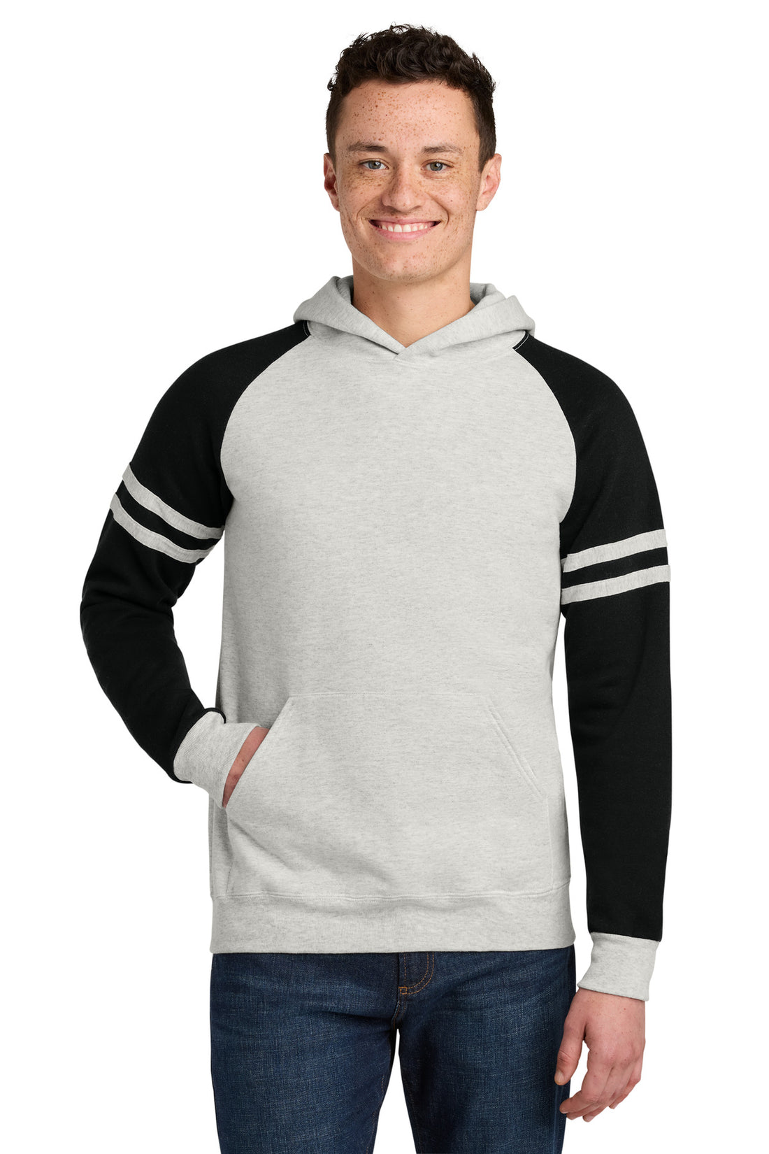 Jerzees® Unisex NuBlend® Varsity Colorblock Hooded Sweatshirt 97C - Oatmeal Heather/ Black Ink - 2XL