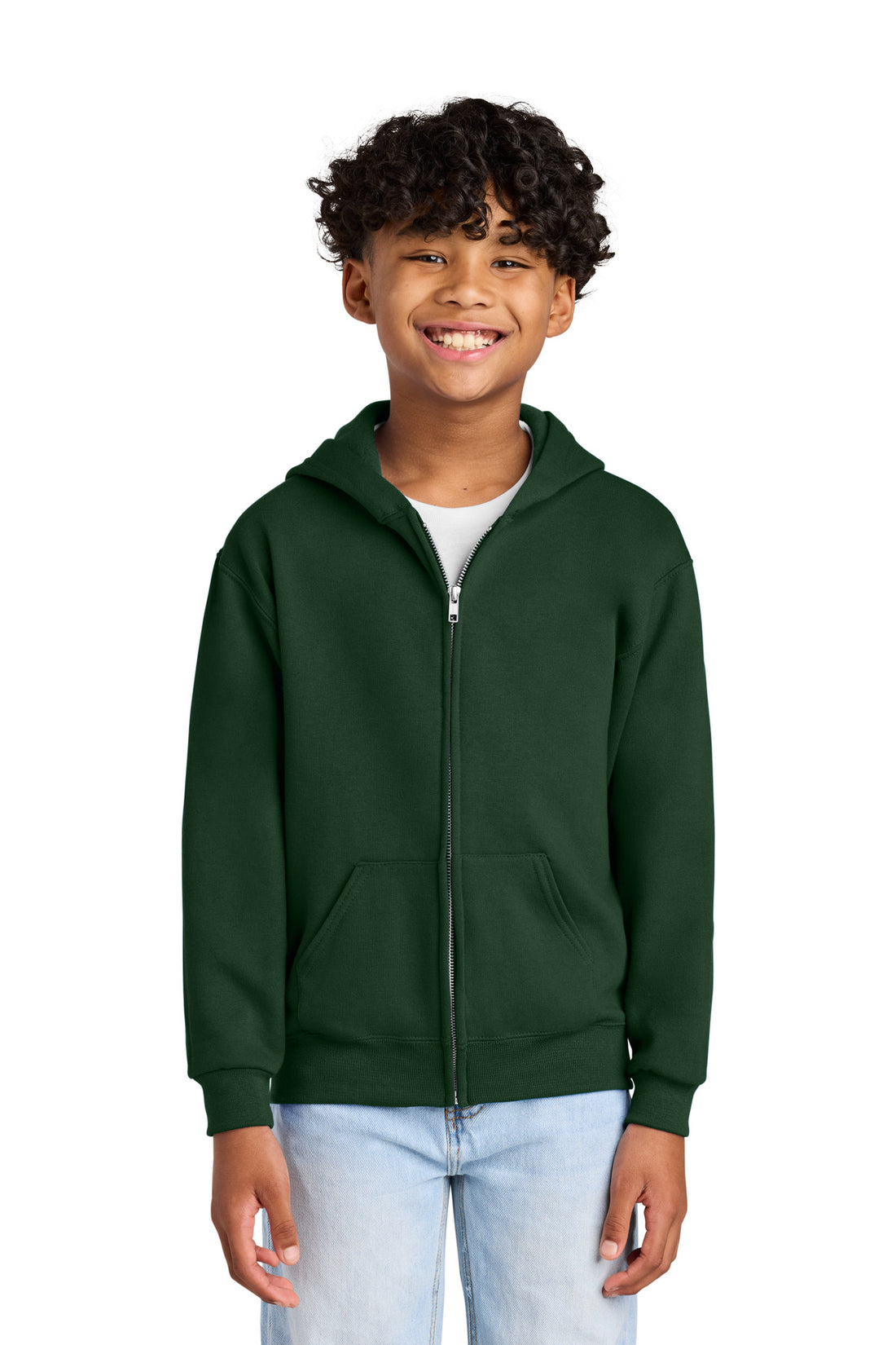 Jerzees® - Youth NuBlend® Full-Zip Hooded Sweatshirt.  993B - Forest Green - L
