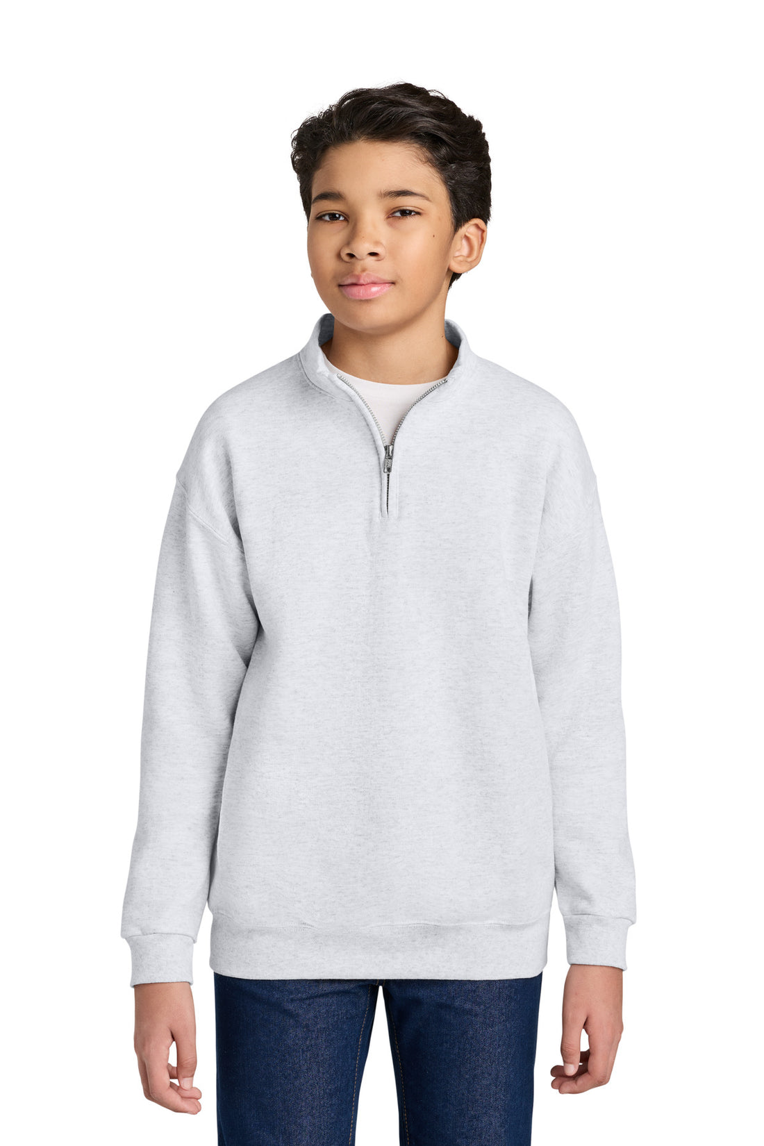 Jerzees® Youth NuBlend® 1/4-Zip Cadet Collar Sweatshirt 995Y - Ash - L