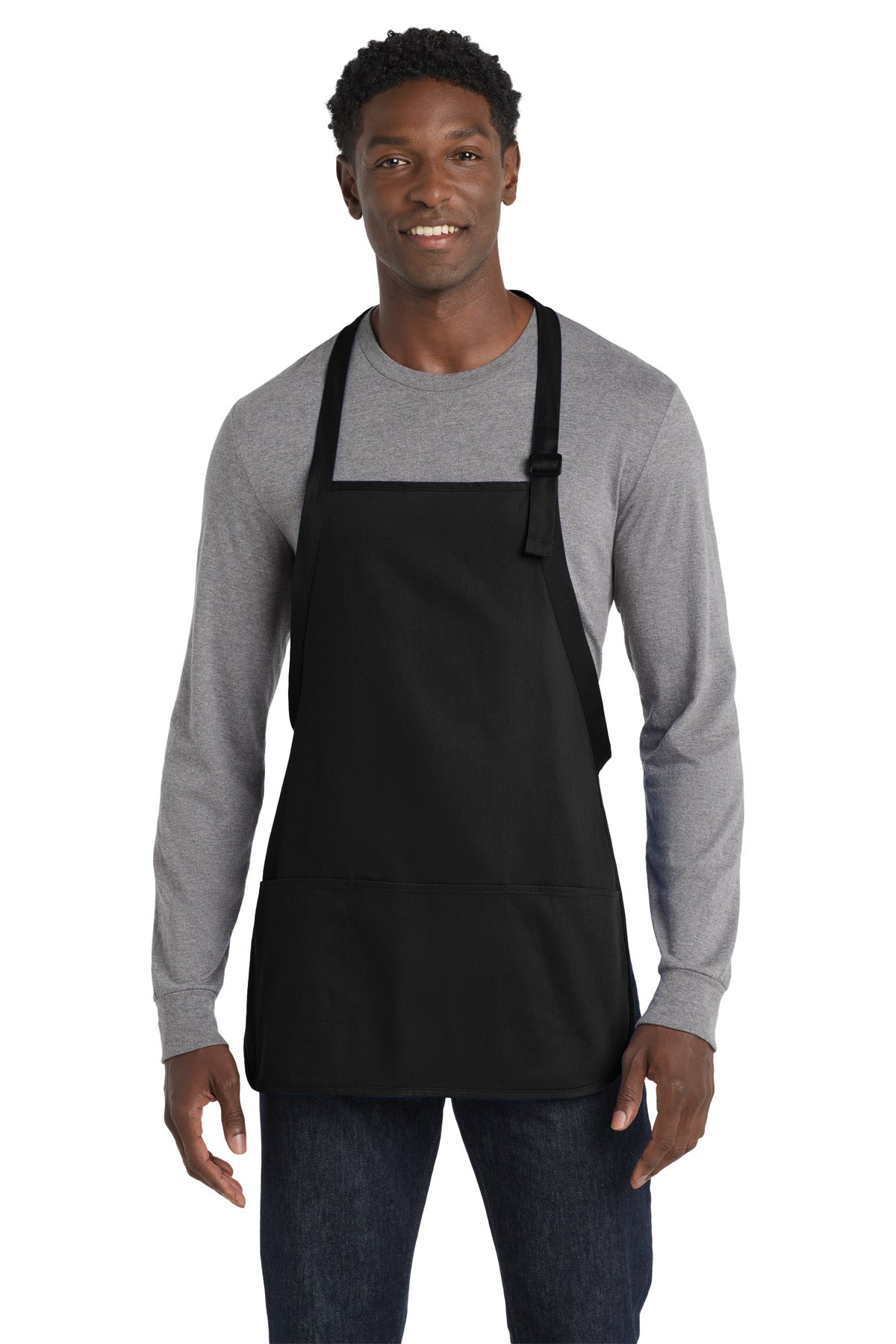 Port Authority® Medium-Length Apron with Pouch Pockets.  A510 - Black - OSFA