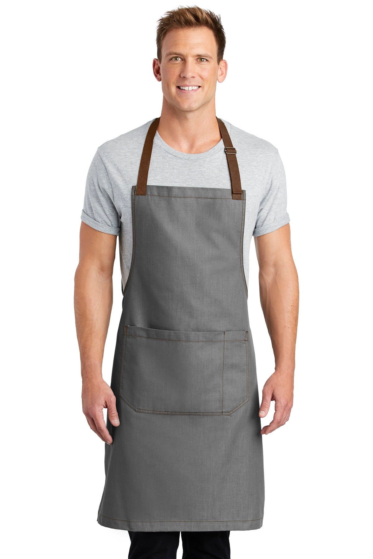 Port Authority ® Market Full-Length Bib Apron. A800 - Ash Grey - OSFA