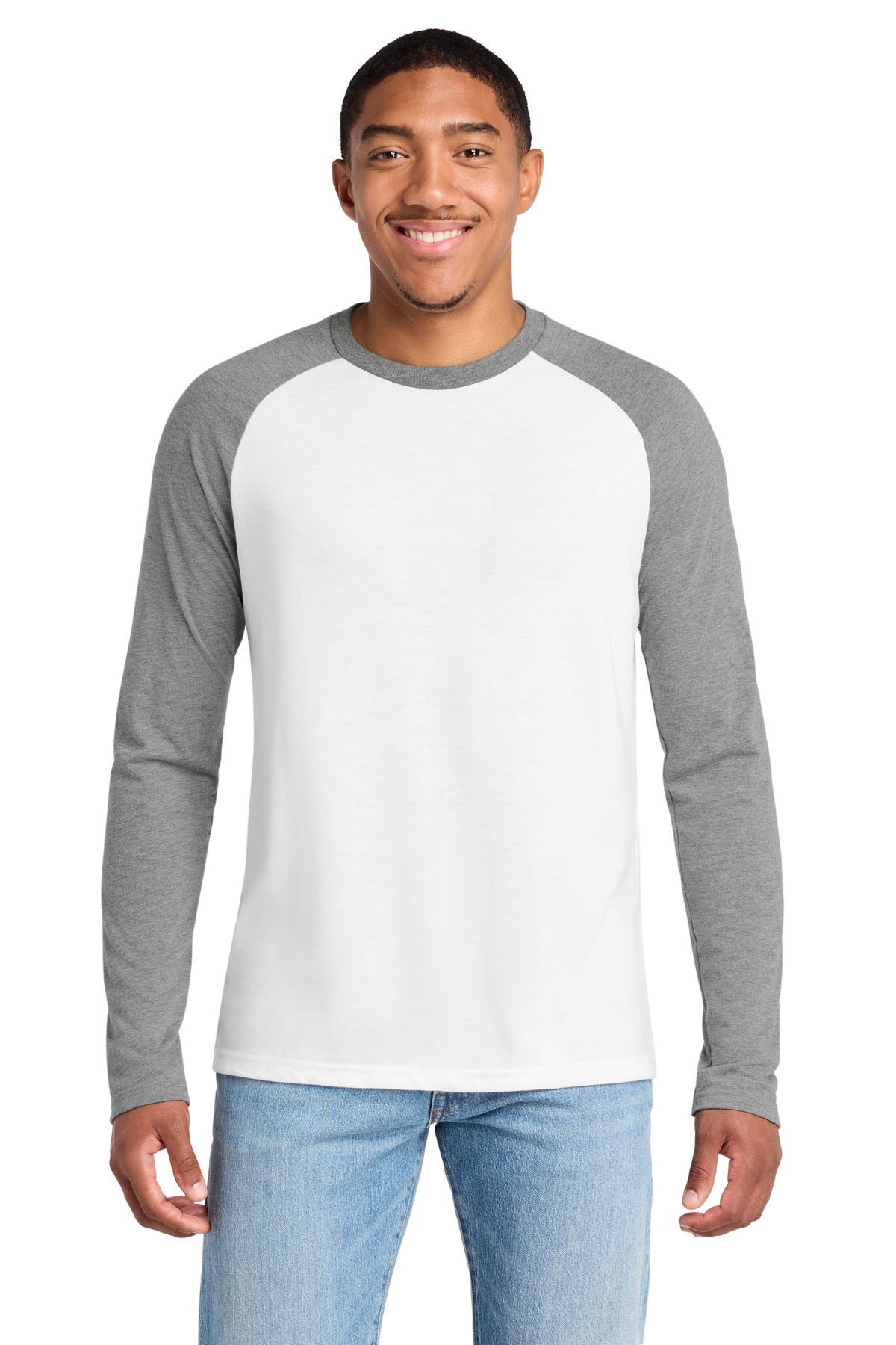 Allmade® Unisex Tri-Blend Long Sleeve Colorblock Raglan AL6009 - Aluminum Grey/ Bright White - 2XL
