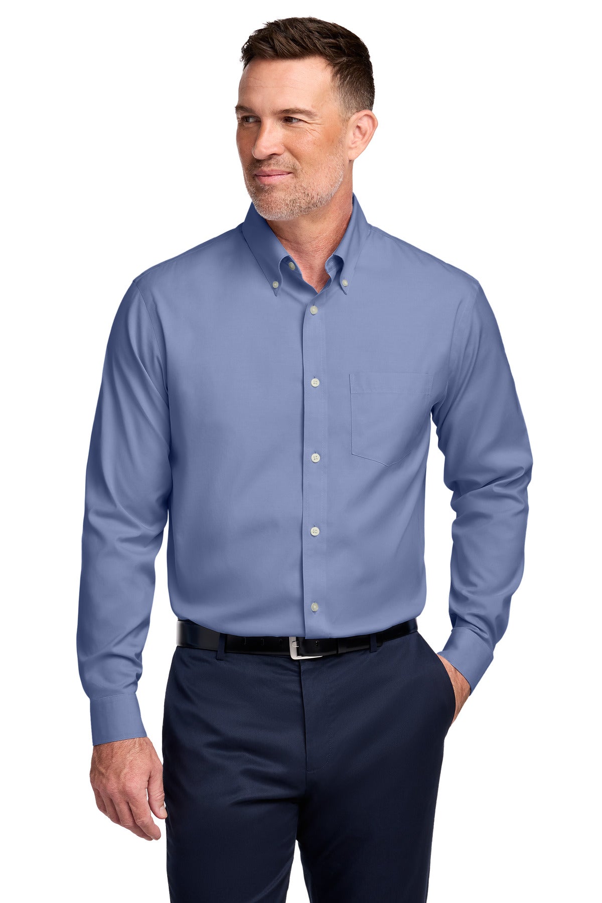 Brooks Brothers® Wrinkle-Free Stretch Pinpoint Shirt BB18000 - Cobalt Blue - 2XL