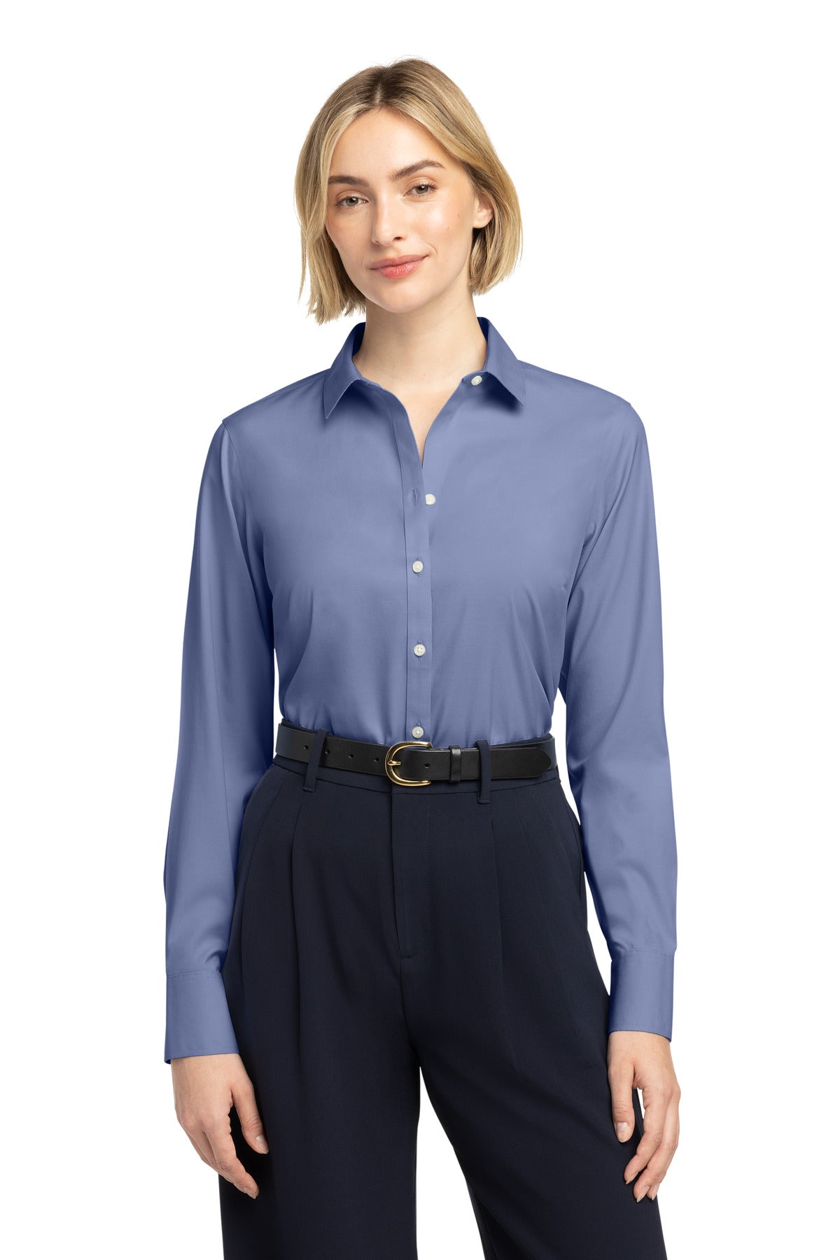 Brooks Brothers® Women's Wrinkle-Free Stretch Pinpoint Shirt BB18001 - Cobalt Blue - 2XL