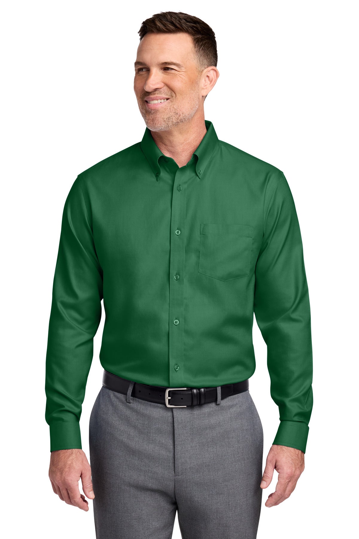 Brooks Brothers® Wrinkle-Free Stretch Nailhead Shirt BB18002 - Club Green - 2XL
