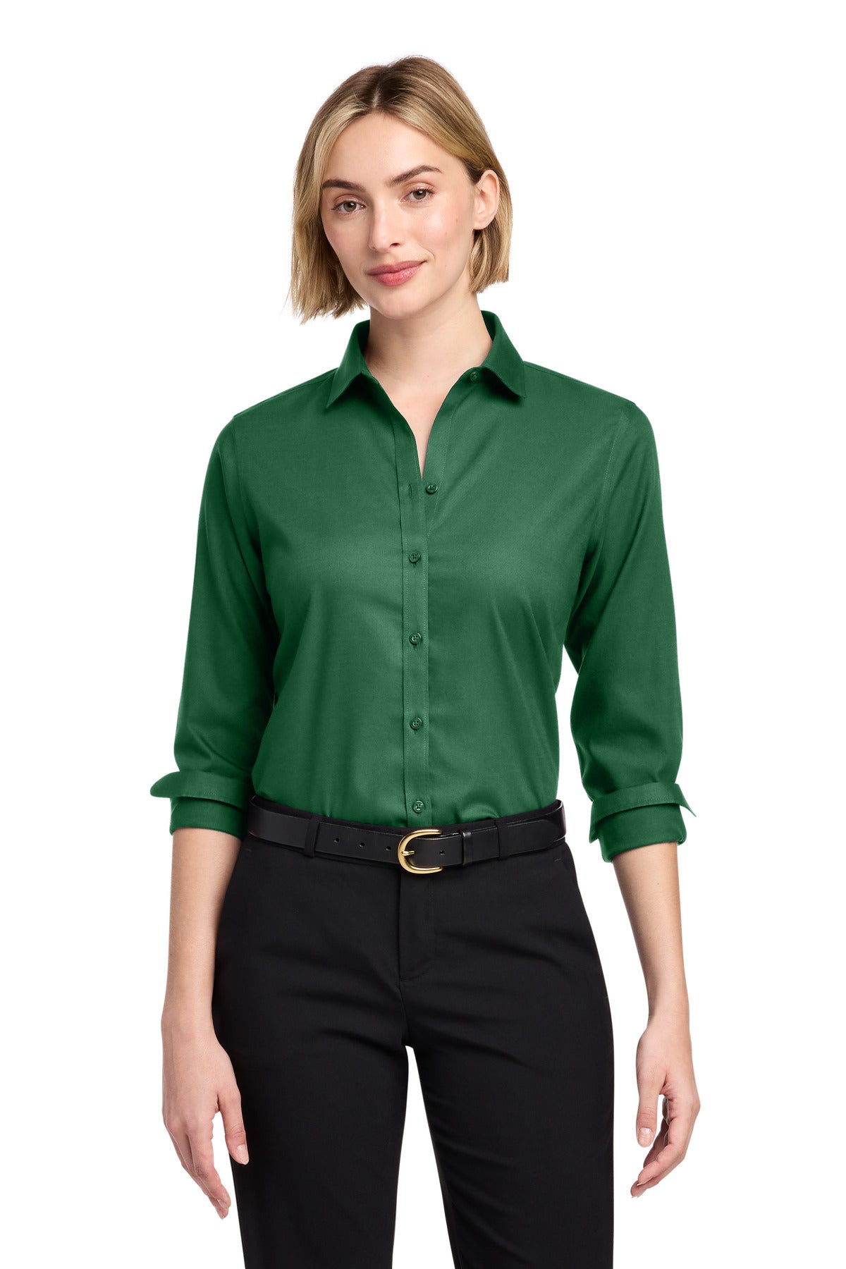 Brooks Brothers® Women's Wrinkle-Free Stretch Nailhead Shirt BB18003 - Club Green - 2XL