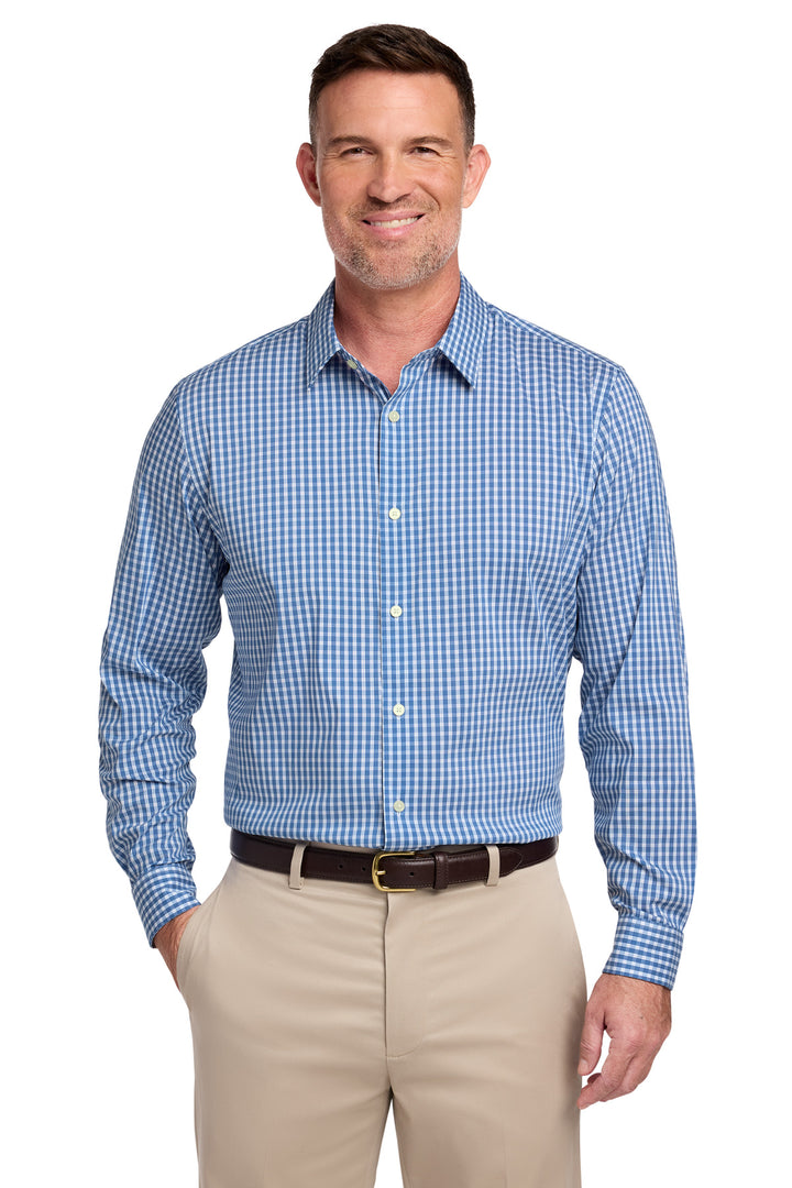 Brooks Brothers® Tech Stretch Patterned Shirt BB18006 - Charter Blue Check - 2XL