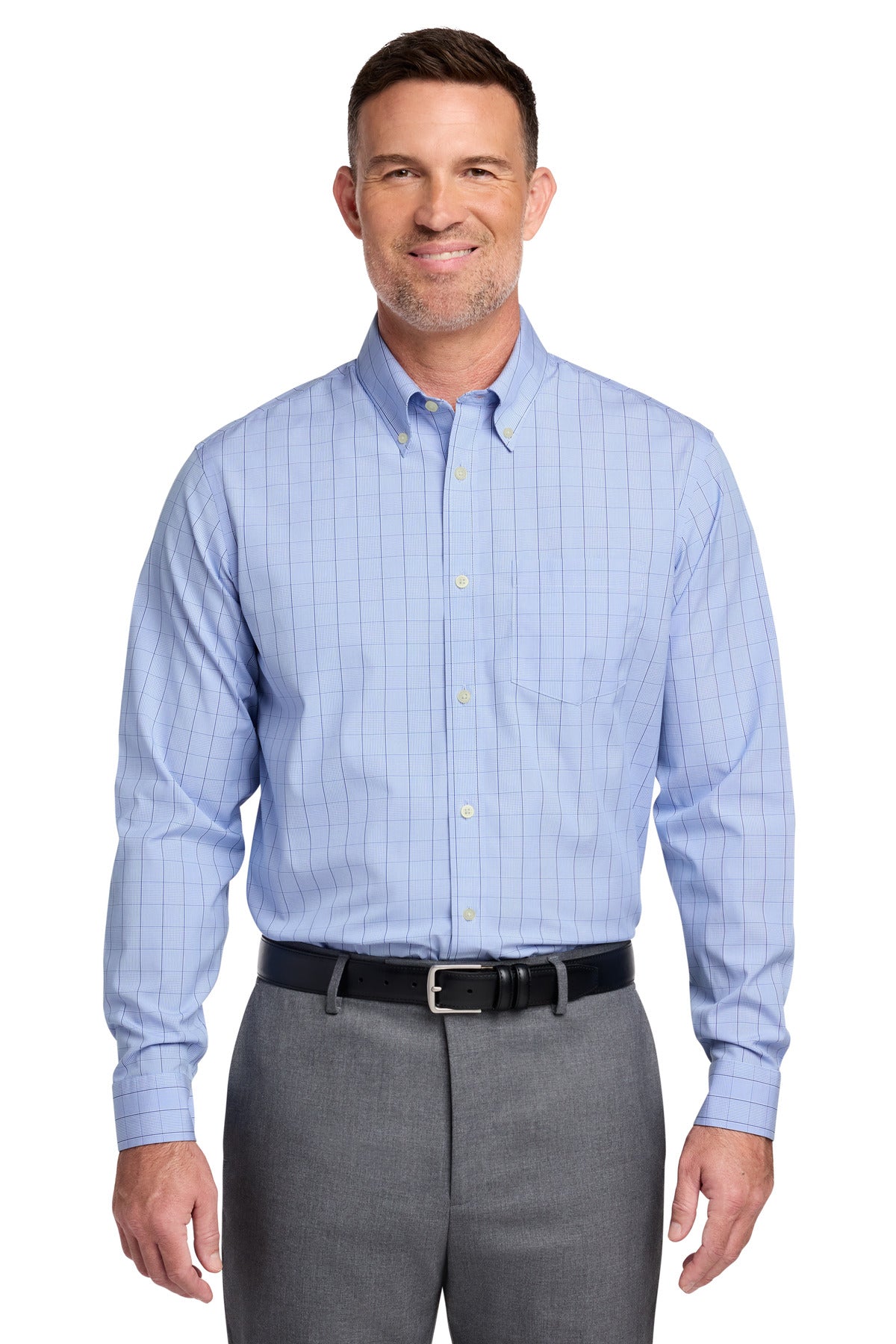 Brooks Brothers® Wrinkle-Free Stretch Patterned Shirt BB18008 - Newport Blue - 2XL