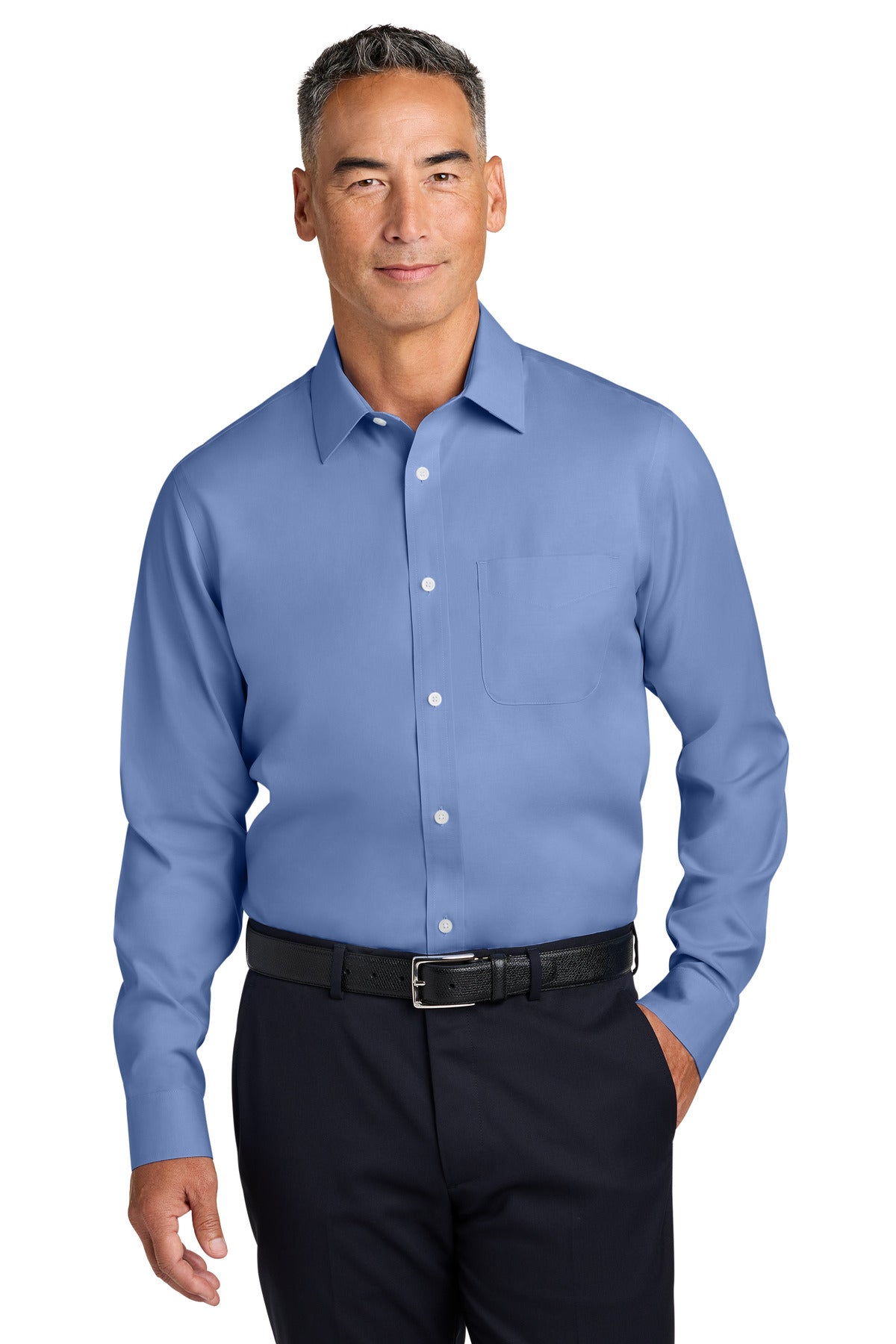 Brooks Brothers® Wrinkle-Free Stretch Pinpoint Spread Collar Shirt BB18012 - Cobalt Blue - 2XL