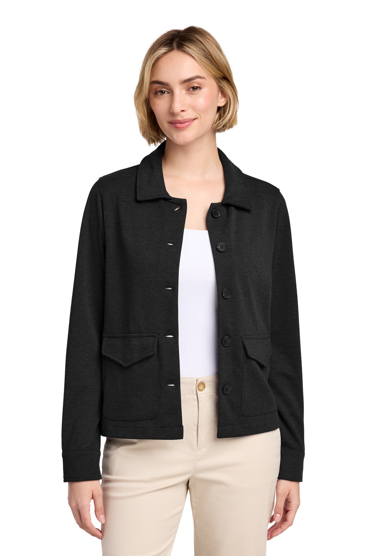 Brooks Brothers® Women's Mid-Layer Stretch Button Jacket BB18205 - Black Heather - 2XL