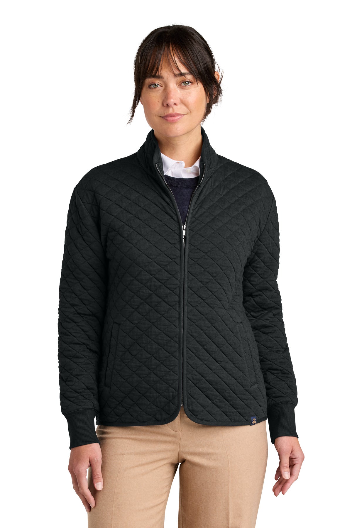 Brooks Brothers® Women's Diamond Quilt Full-Zip BB18213 - Deep Black - 2XL