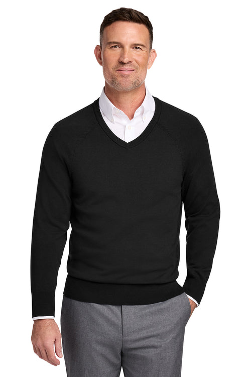 Brooks Brothers® Cotton Stretch V-Neck Sweater BB18400 - Deep Black - 2XL