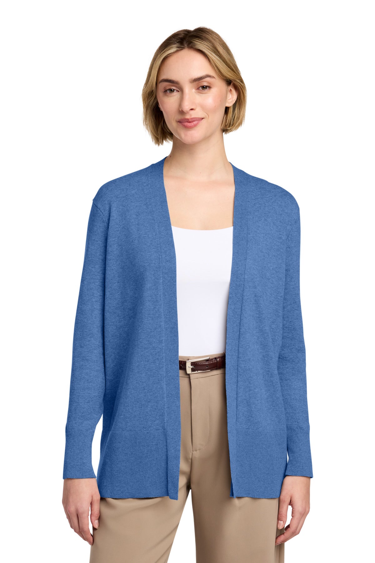 Brooks Brothers® Women's Cotton Stretch Long Cardigan Sweater BB18403 - Charter Blue Heather - 2XL