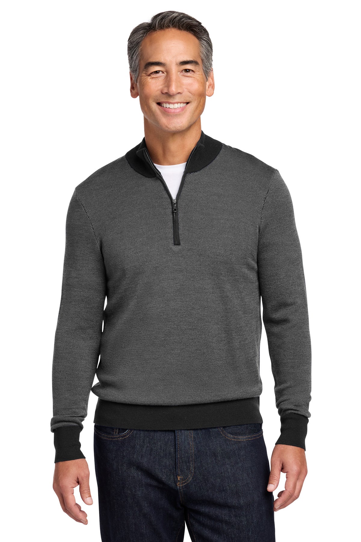 Brooks Brothers® Washable Merino Birdseye 1/4-Zip Sweater BB18412