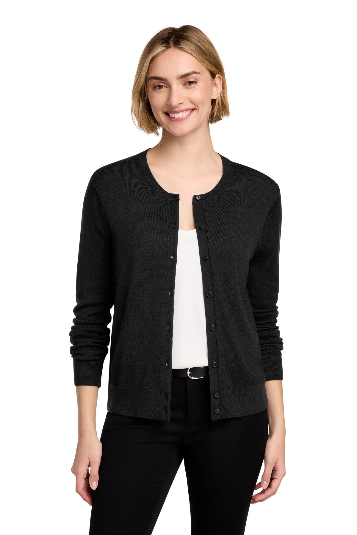 Brooks Brothers® Women's Washable Merino Cardigan Sweater BB18413 - Deep Black - 2XL