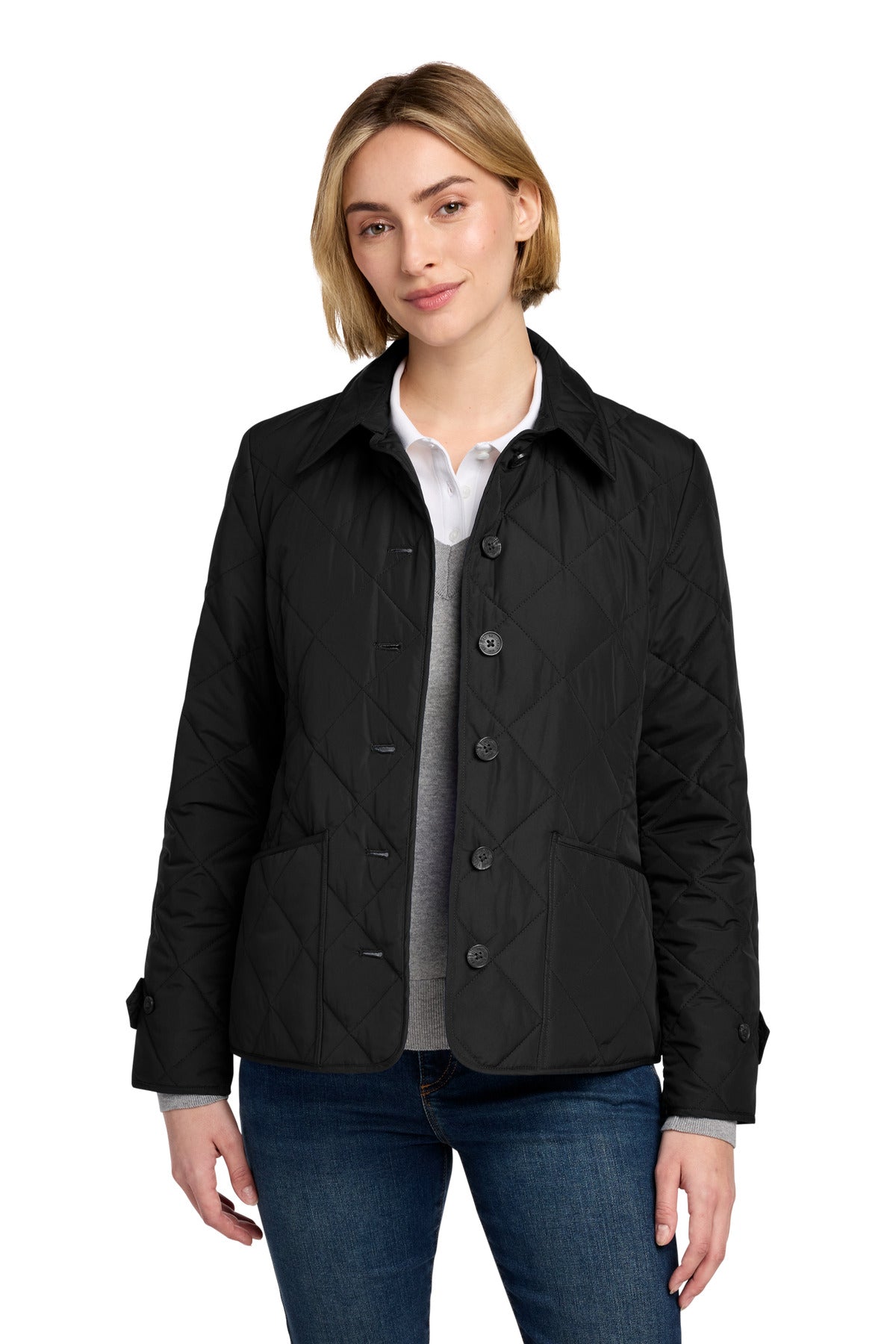 Brooks Brothers® Women's Quilted Jacket BB18601 - Deep Black - 2XL