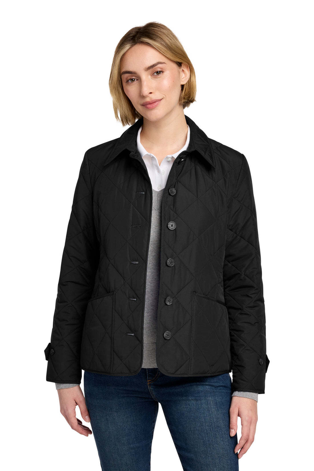 Brooks Brothers® Women's Quilted Jacket BB18601 - Deep Black - 2XL