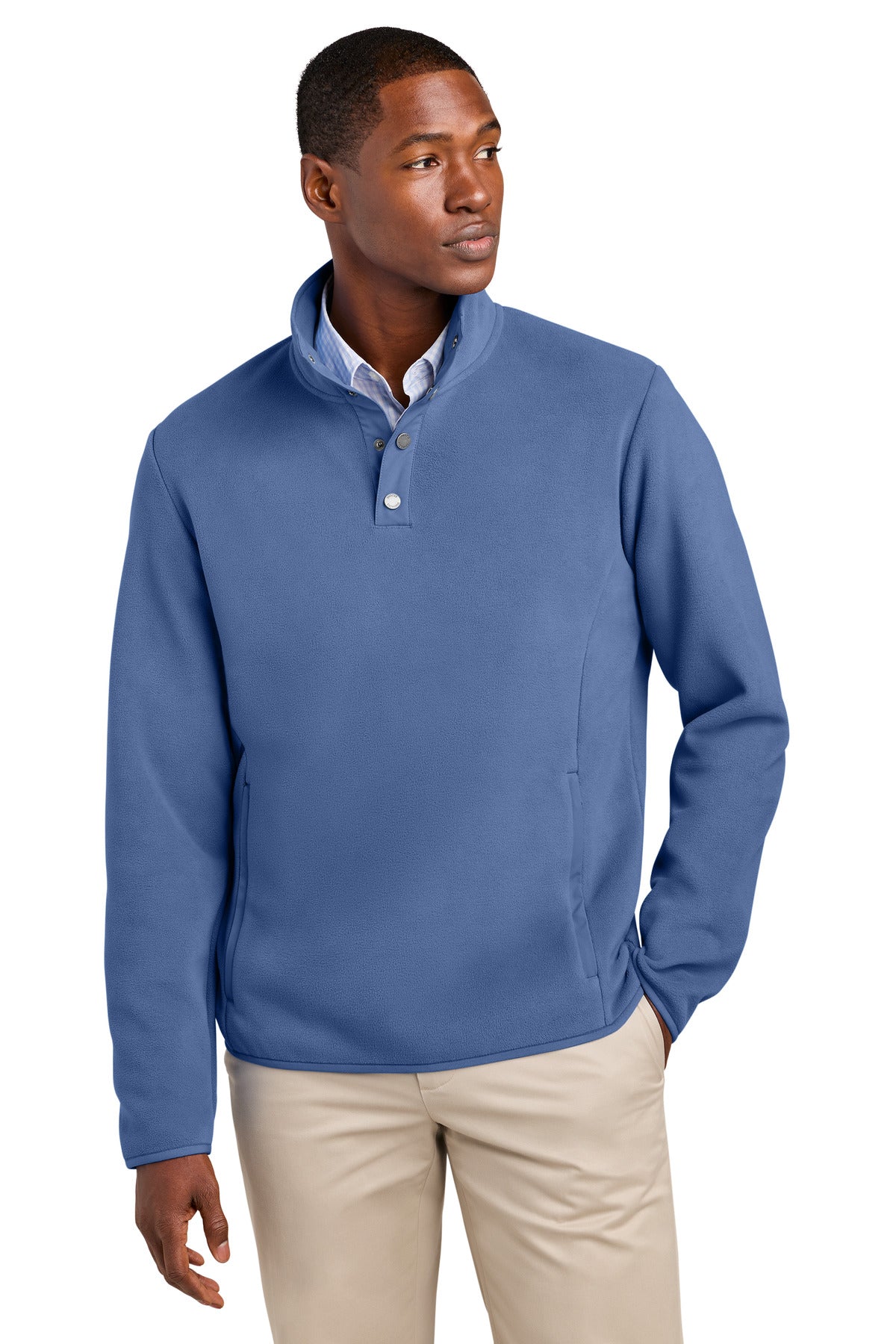 Brooks Brothers® Fleece 1/4-Snap Neck BB18612 - Charter Blue - 2XL