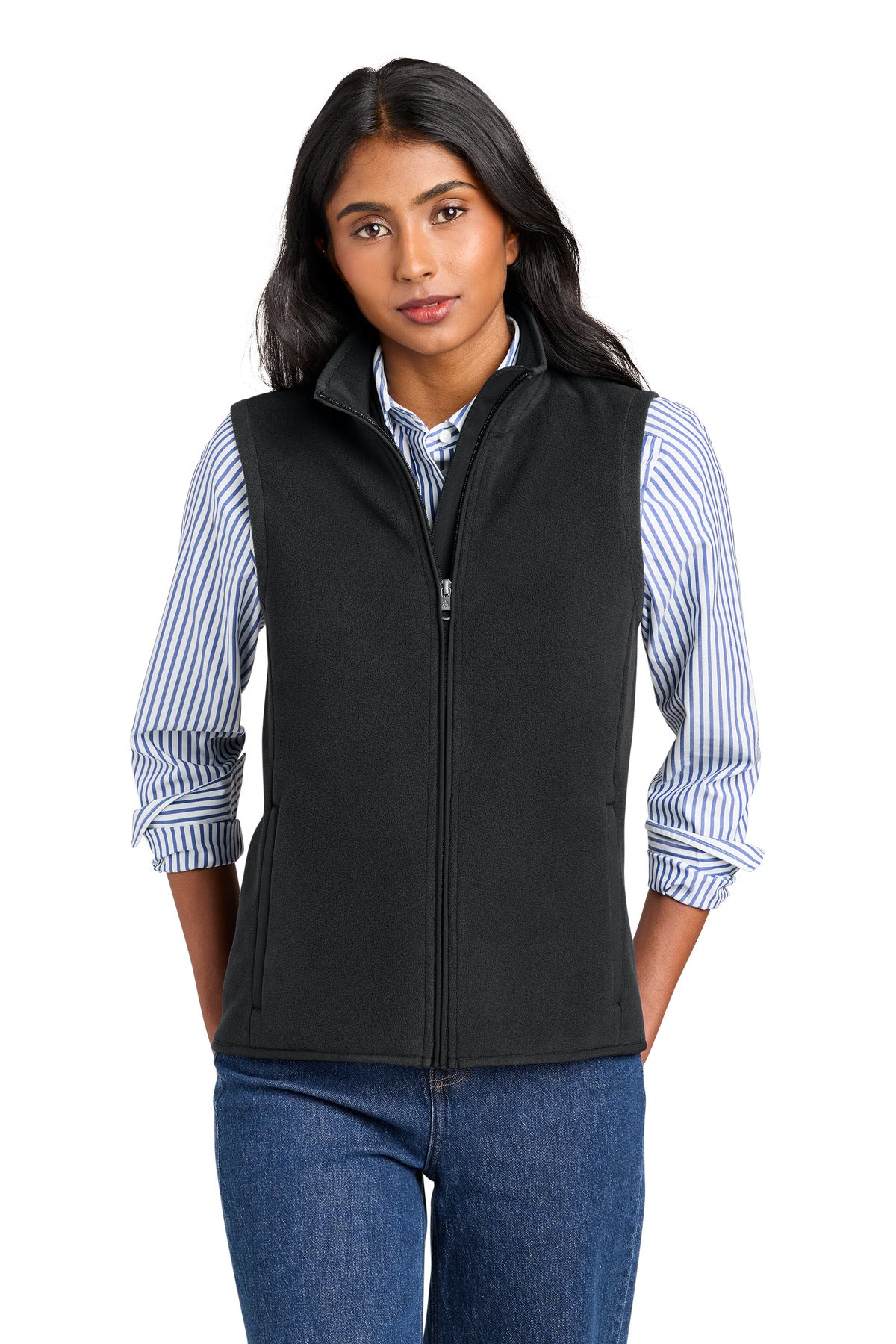 Brooks Brothers® Women's Fleece Vest BB18615 - Deep Black - 2XL