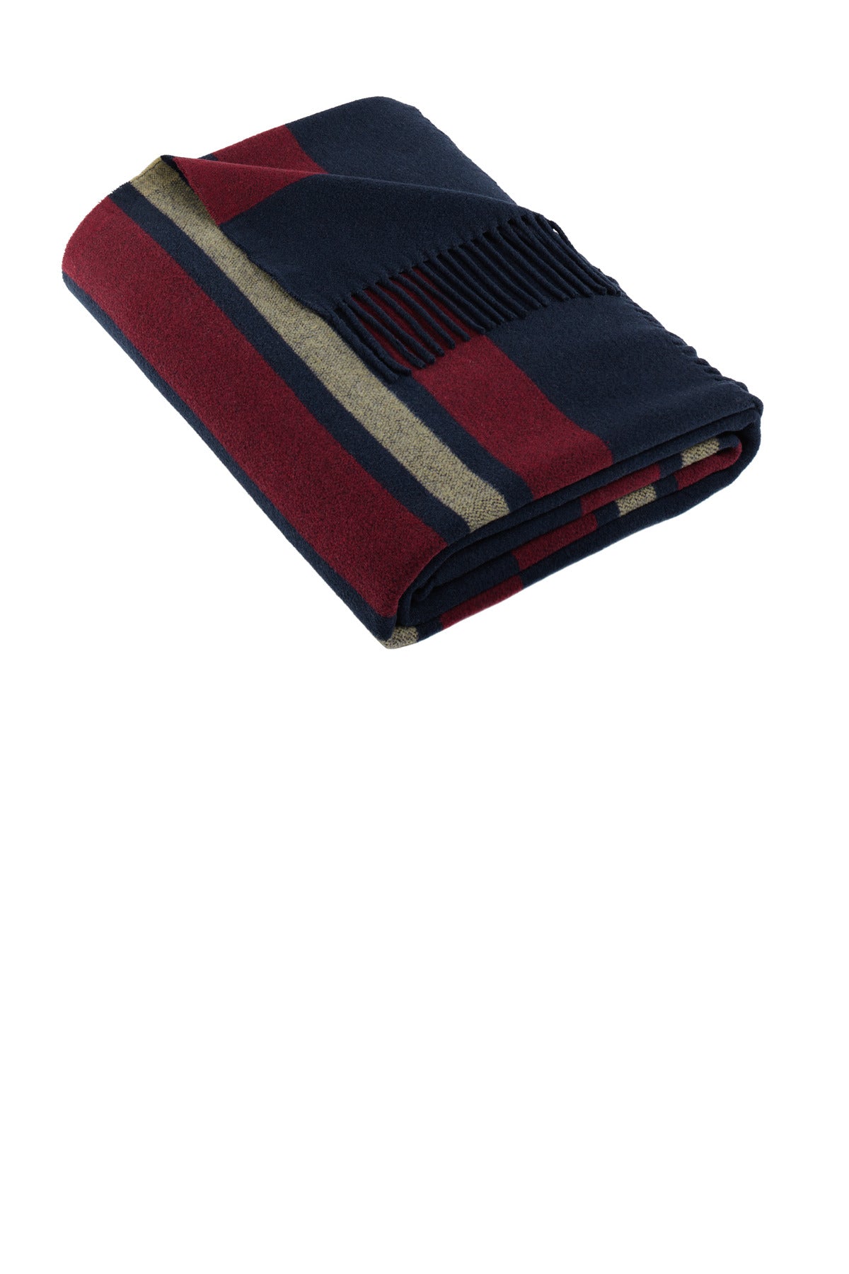 Brooks Brothers® Heritage Blanket BB19000 - Navy Blazer / Ruby Wine/ Camel - OSFA