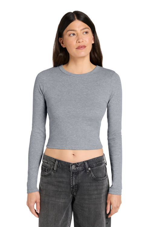 BELLA+CANVAS® Women's Micro Rib Long Sleeve Baby Tee BC1501 - Athletic Heather - 2XL