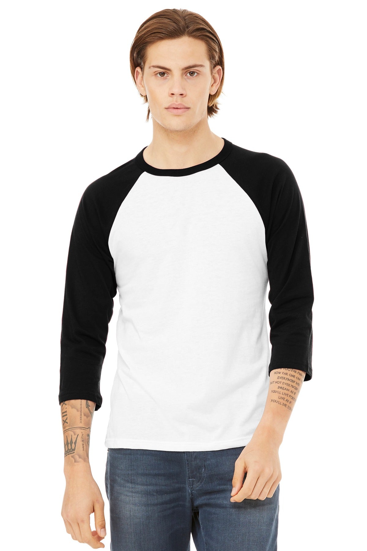 BELLA+CANVAS ® Unisex 3/4-Sleeve Baseball Tee. BC3200