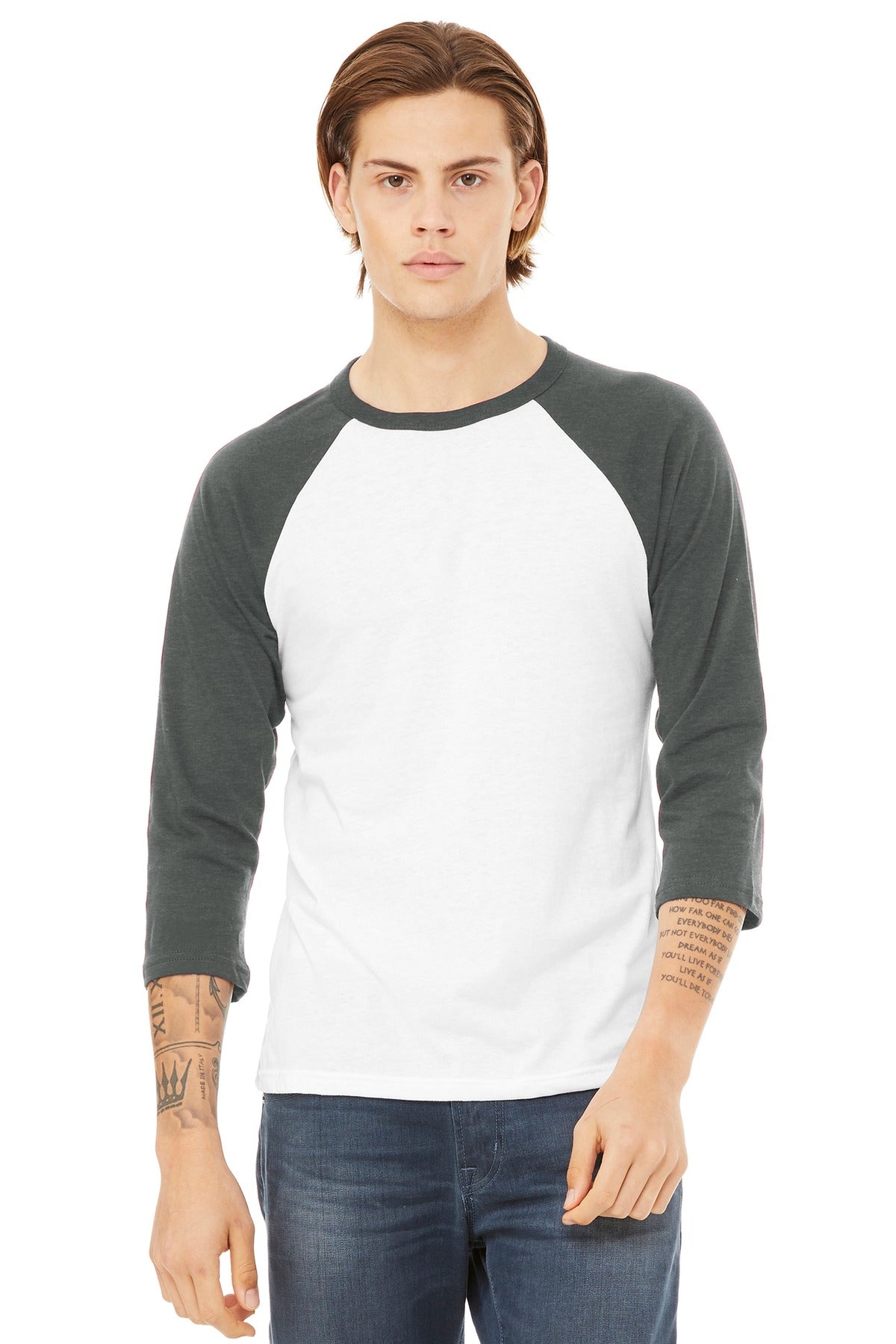 BELLA+CANVAS ® Unisex 3/4-Sleeve Baseball Tee. BC3200