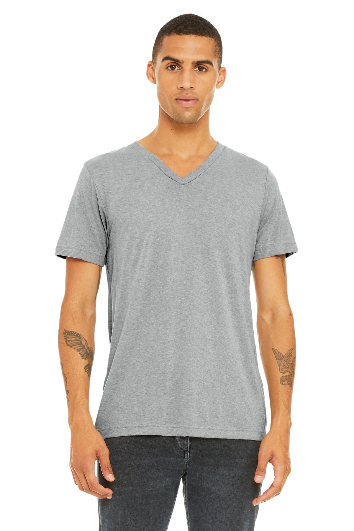 BELLA+CANVAS® Unisex Triblend Short Sleeve V-Neck Tee. BC3415 - Athletic Grey Triblend - 2XL