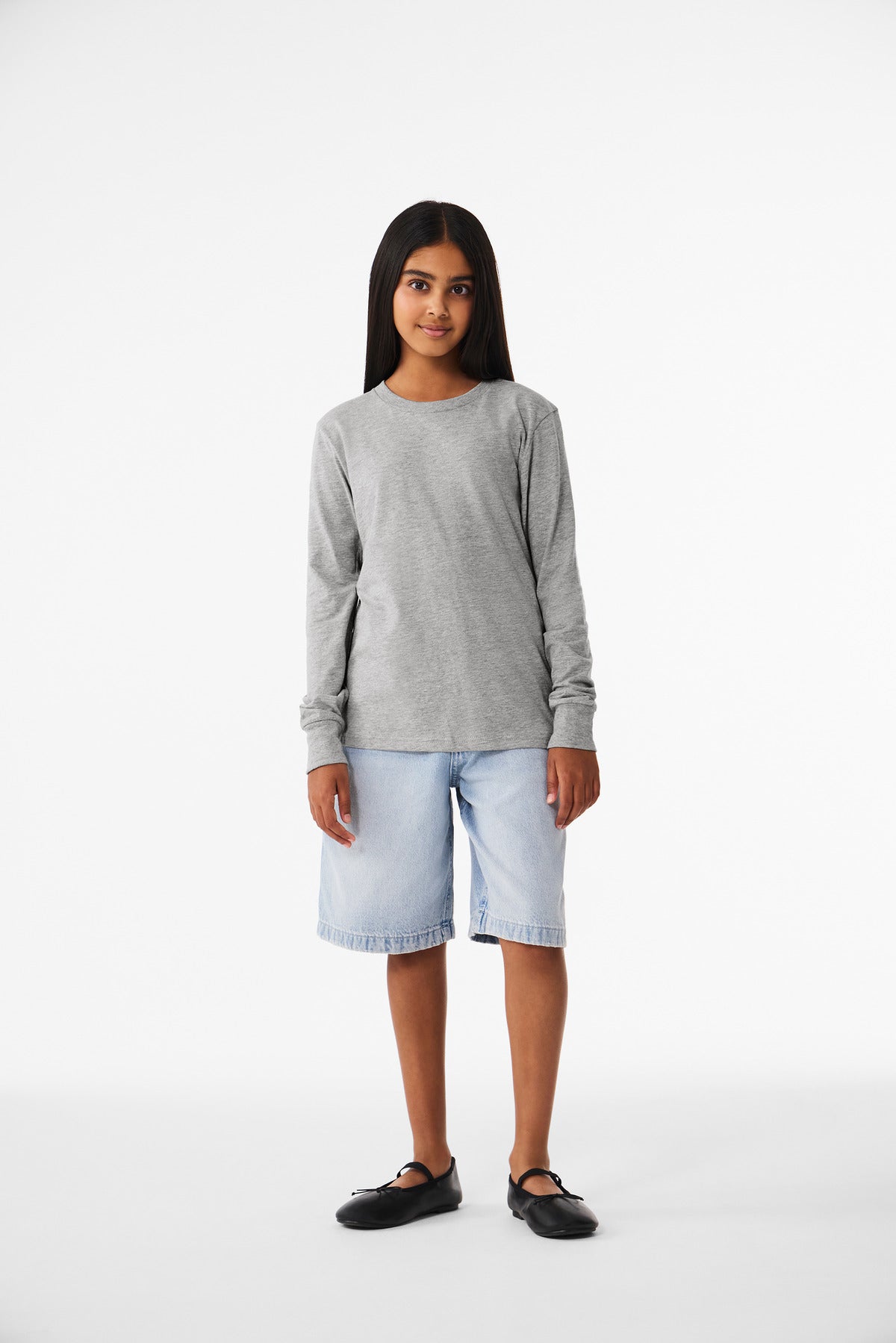 BELLA+CANVAS® Youth Heather CVC Long Sleeve Tee BC3501YCVC - Athletic Heather - L