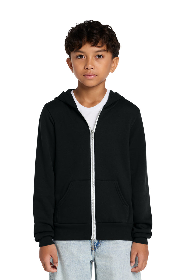 BELLA+CANVAS® Youth Sponge Fleece Full-Zip Hooded Sweatshirt BC3739Y - Black - L