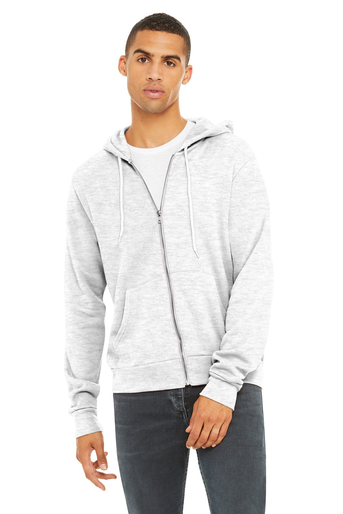 BELLA+CANVAS ® Unisex Sponge Fleece Full-Zip Hoodie. BC3739 - Ash - 2XL