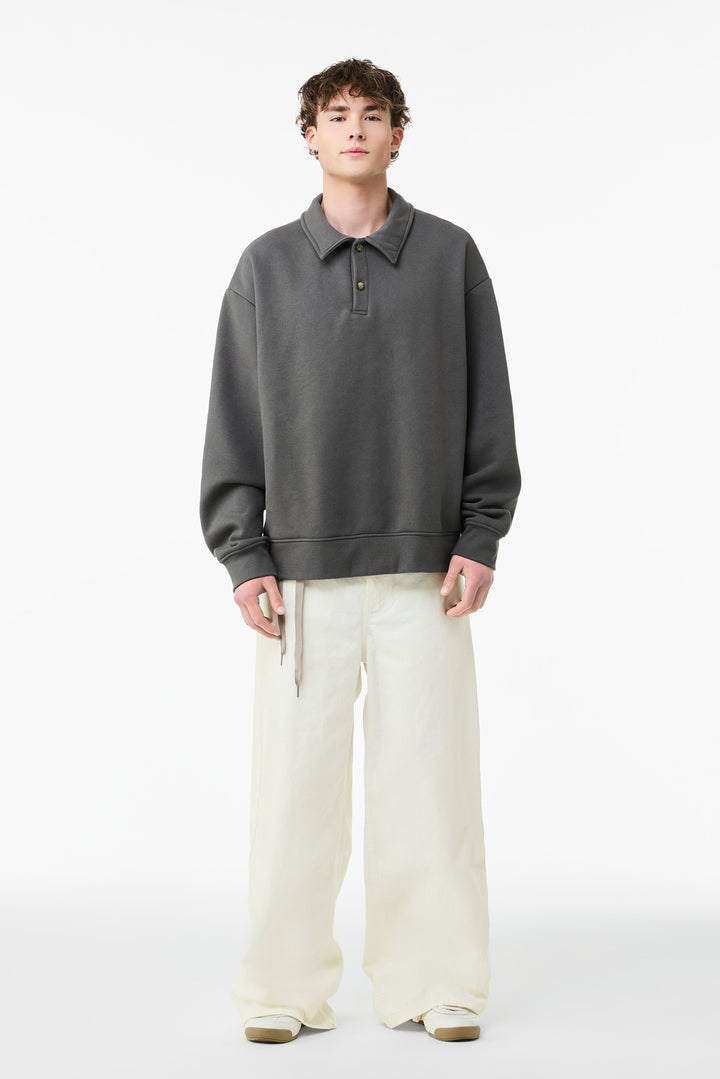 BELLA+CANVAS® Unisex 10-Ounce Polo Sweatshirt BC4741 - Asphalt - 2XL