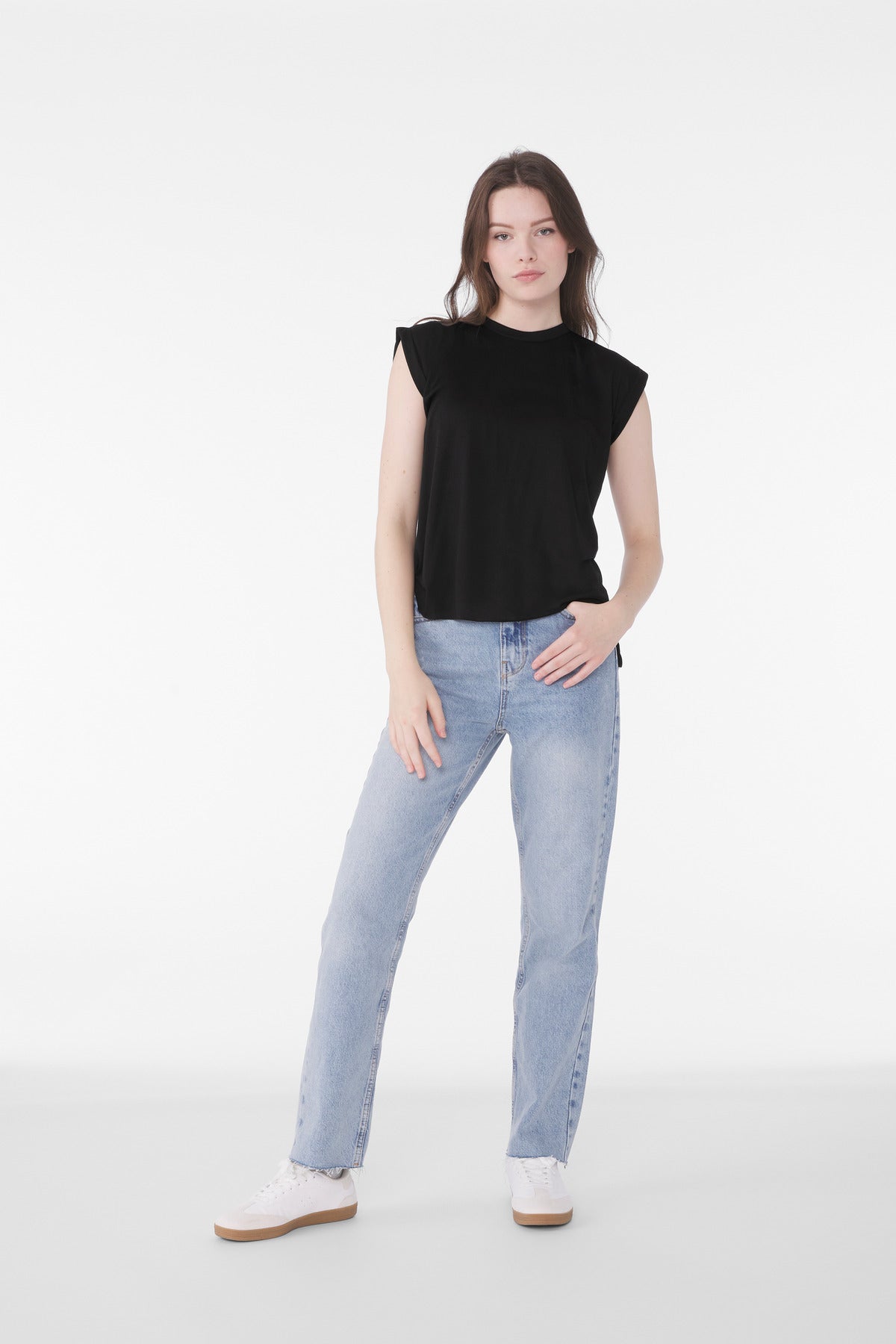 BELLA+CANVAS® Women's Flowy Muscle Tee with Rolled Cuffs BC8804 - Black - 2XL