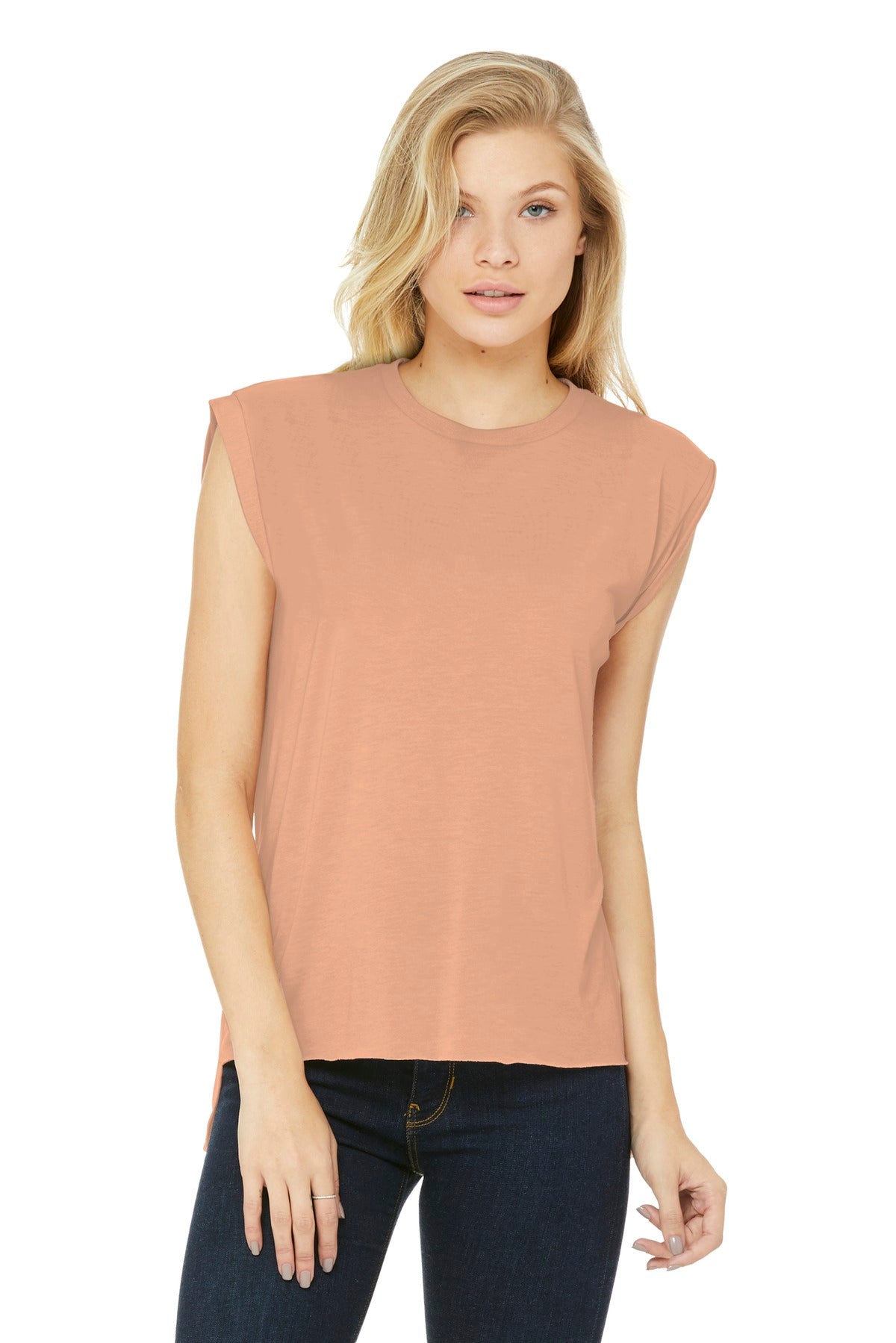 BELLA+CANVAS® Women's Flowy Muscle Tee with Rolled Cuffs BC8804