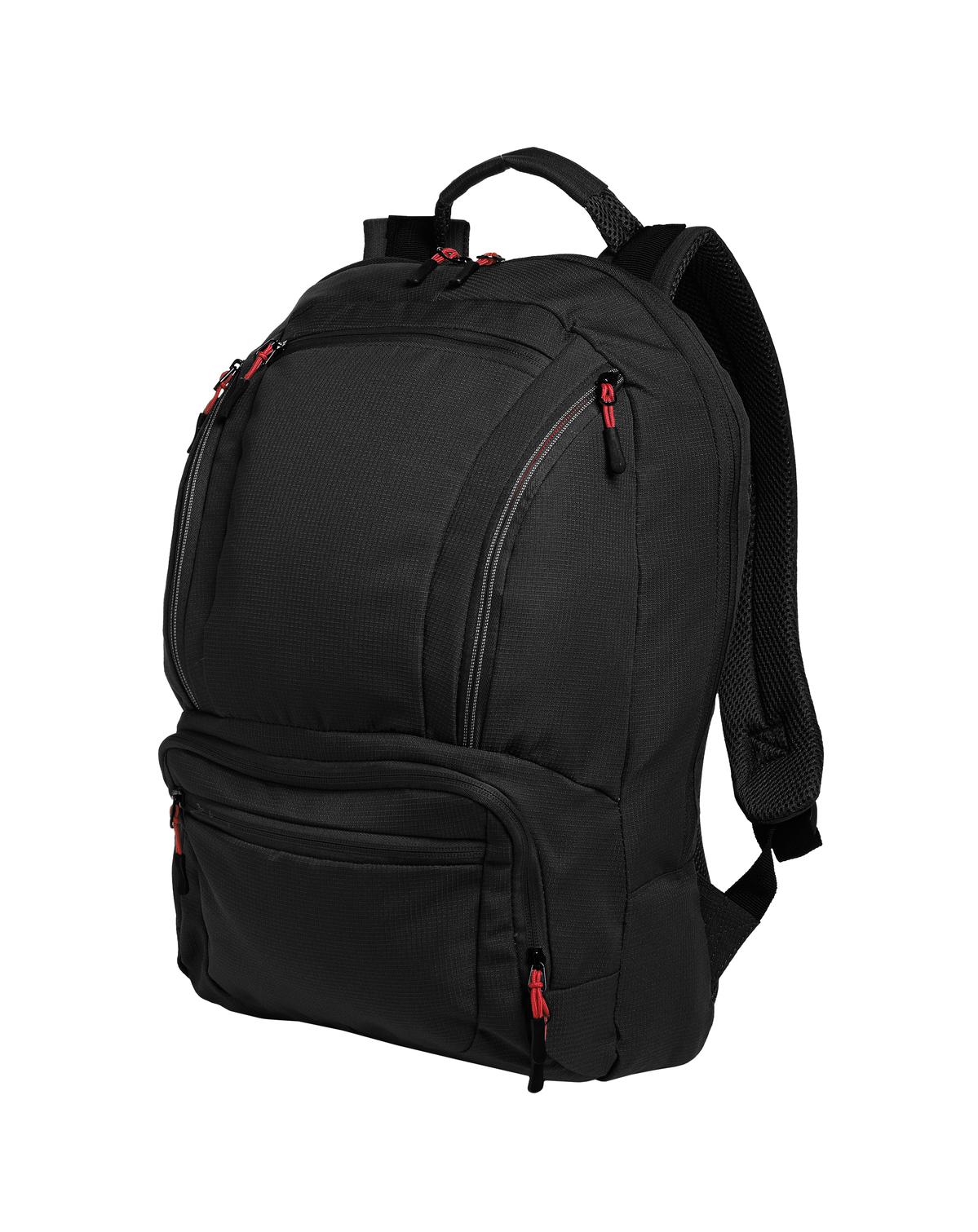 Port Authority® Cyber Backpack. BG200 - Black/ Red - OSFA