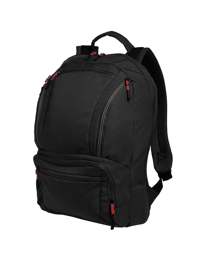 Port Authority® Cyber Backpack. BG200 - Black/ Red - OSFA