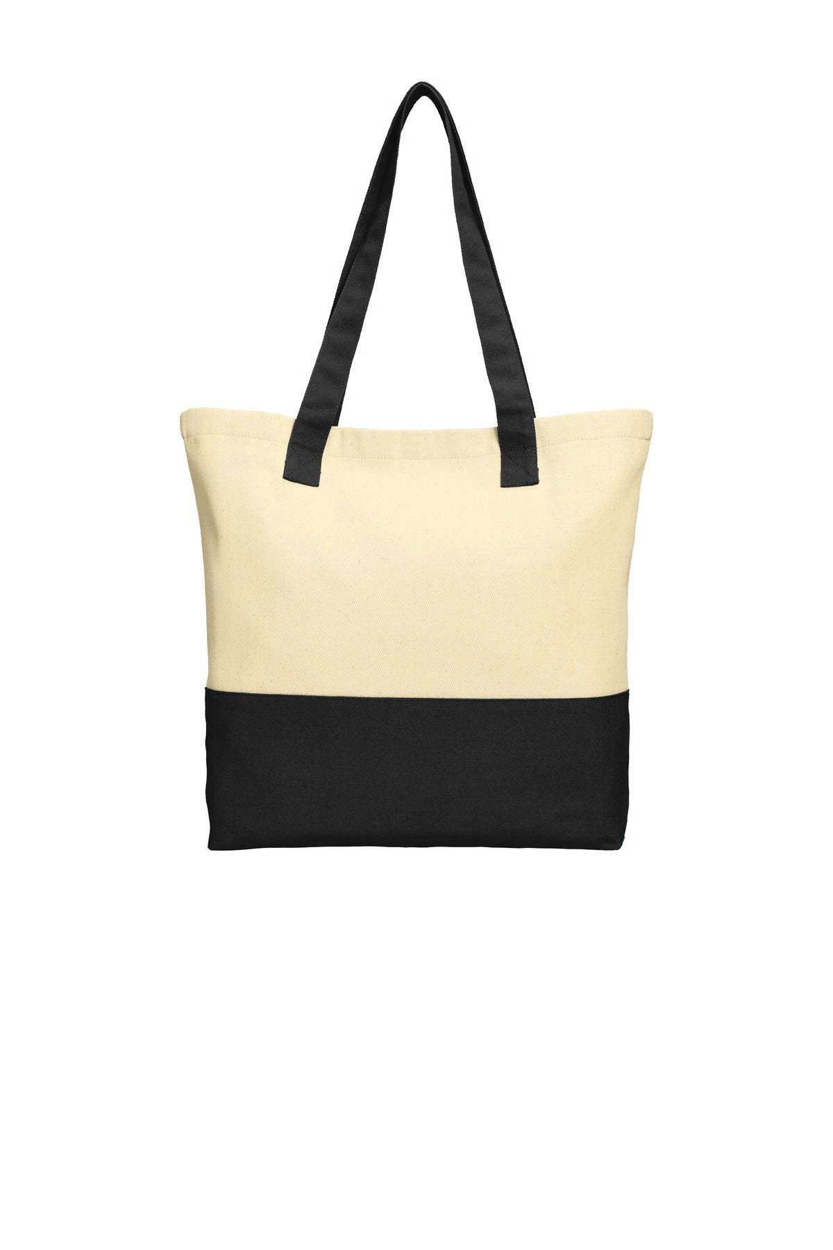 Port Authority® Colorblock Cotton Tote. BG414 - Natural/ Black - OSFA